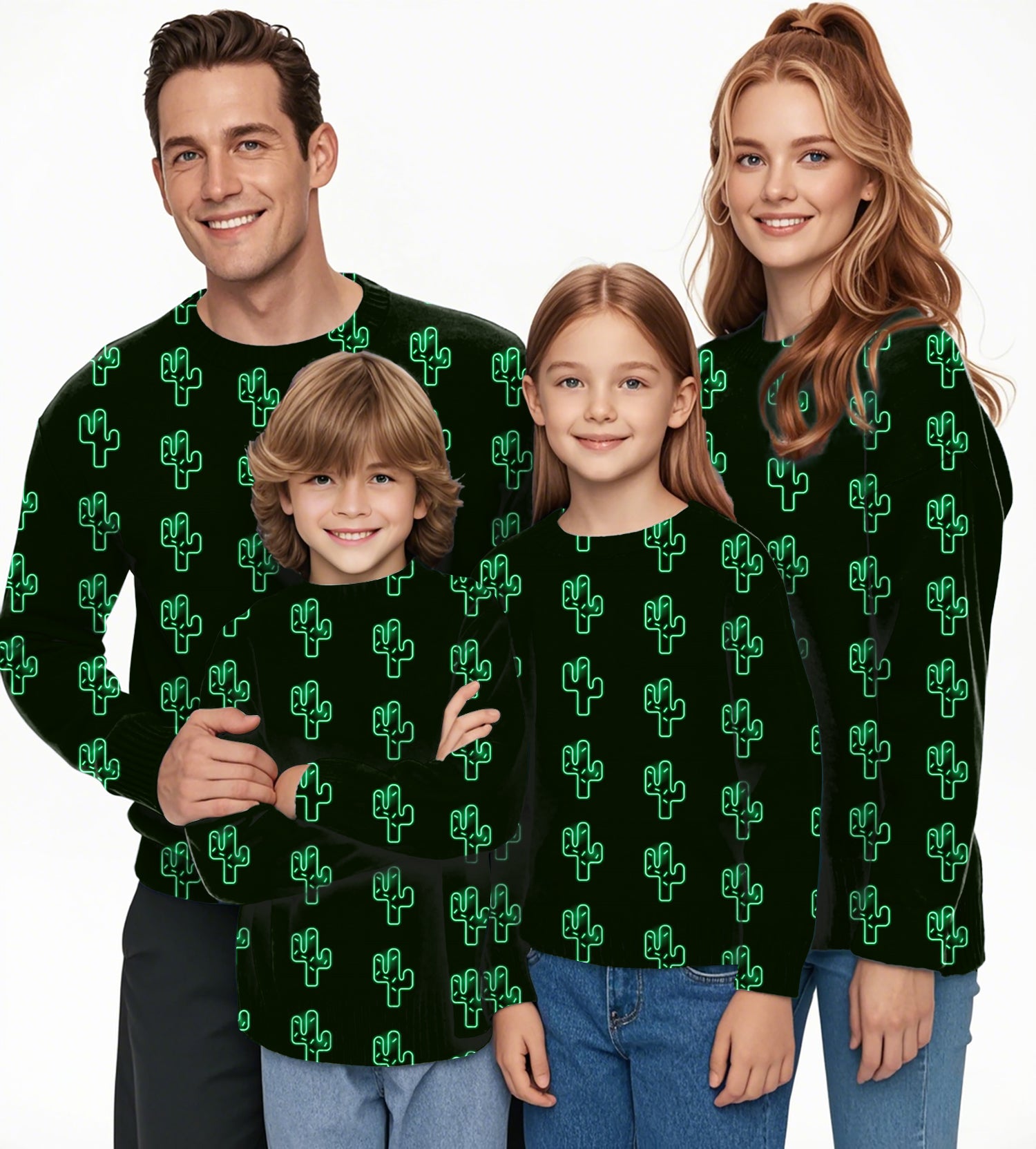 Crazy Cactus Crewneck Pullover Ugly Sweater Men Women boy girl family