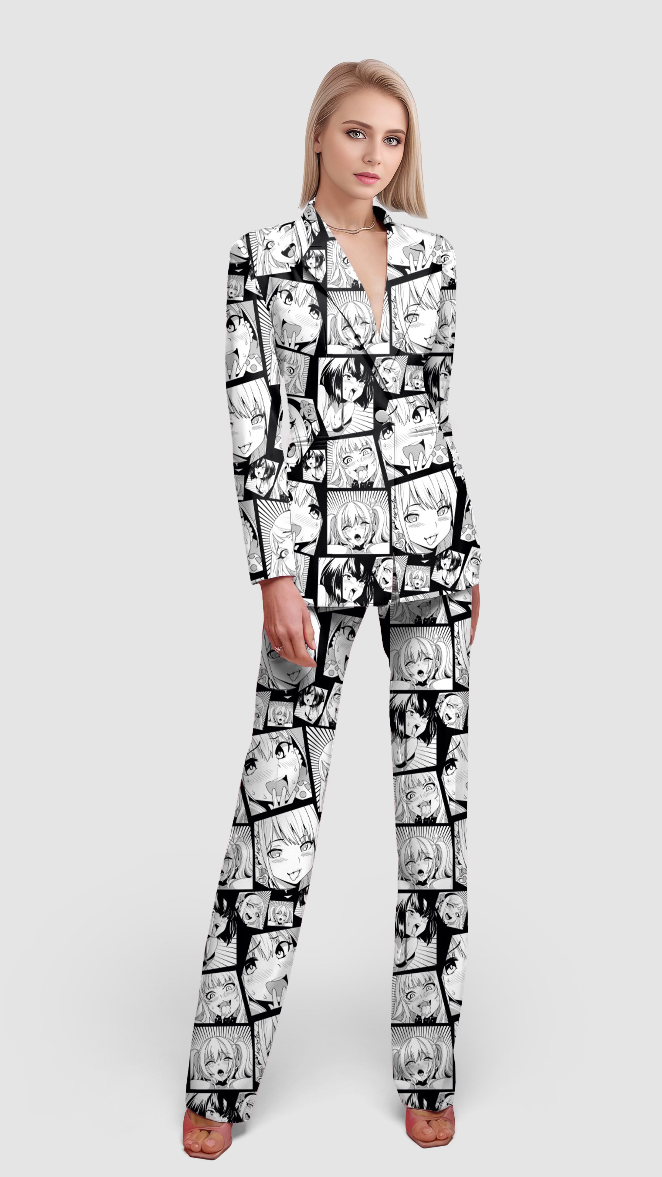 Sexy Comic Girl-Women's Blazer Casual Work Office Blazer Suit set
