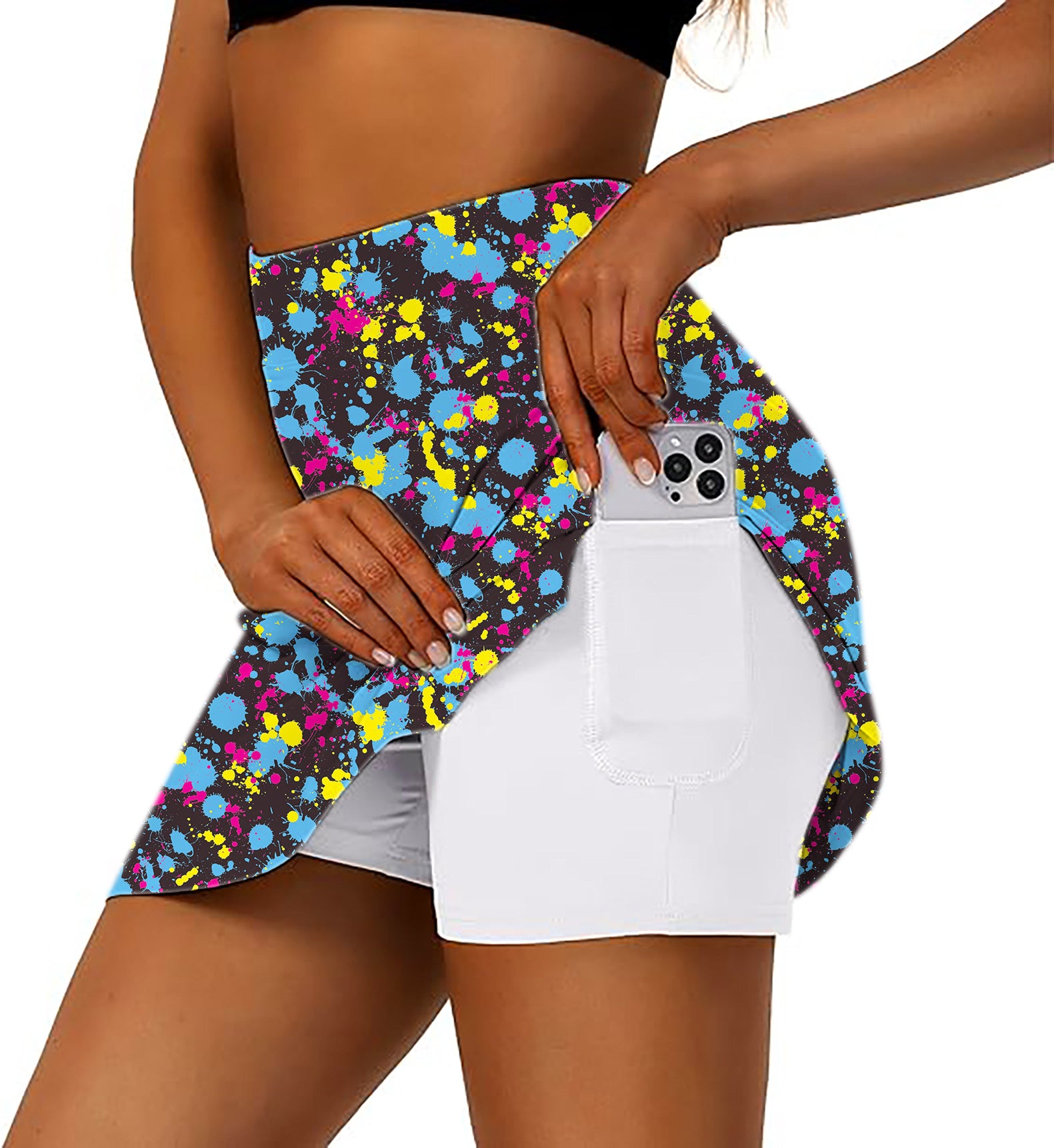 Women's V2 Paint Splatter Golf Skirts Inner Shorts Pocket