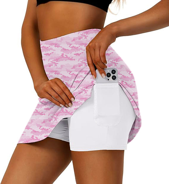 Women's PINK HEX CAMO Golf Skirts Inner Shorts Pocket