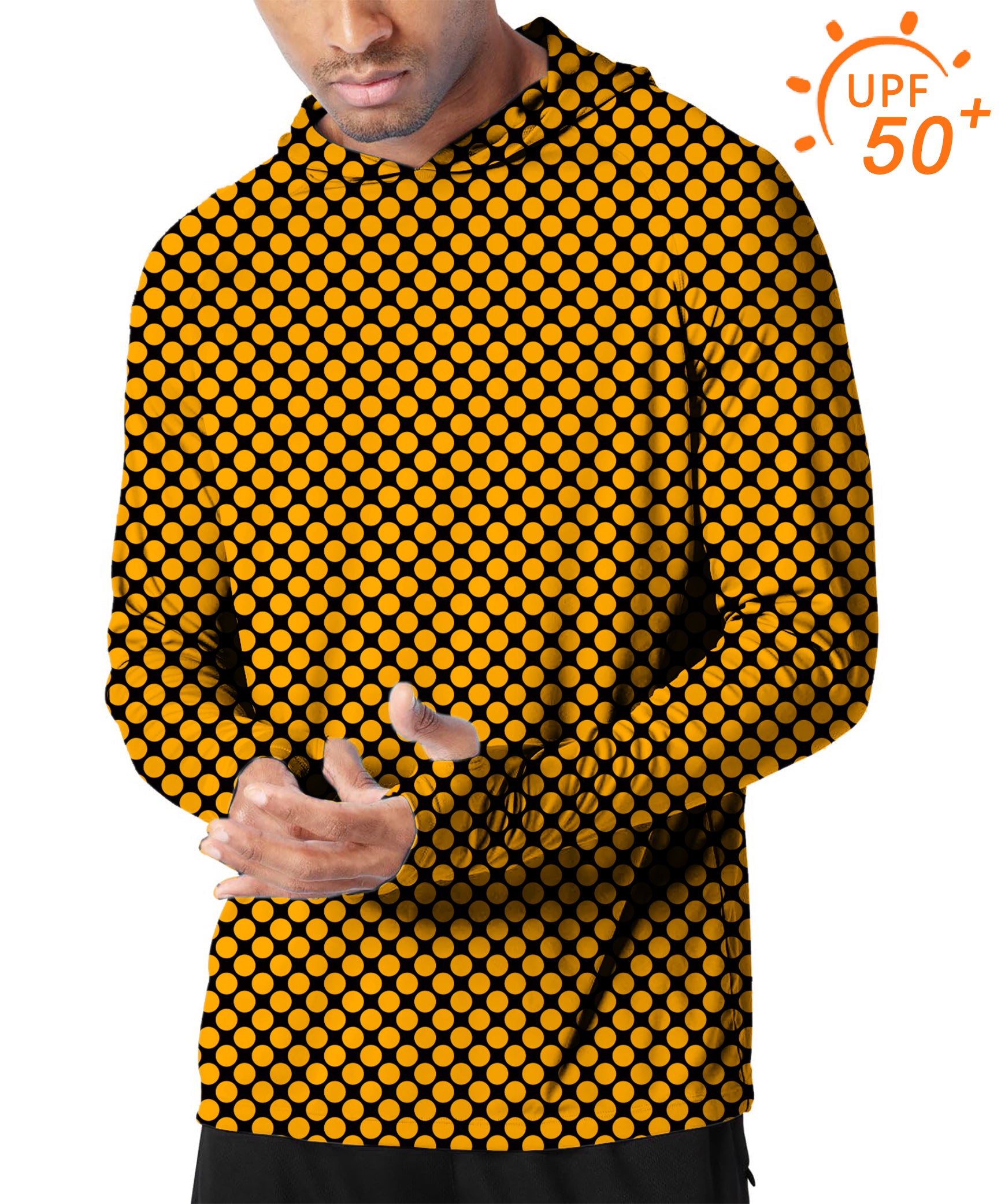 Men's Outdoor Halloween black and yellow polka dots Golf Sun Protection Loose Fit  hoodies