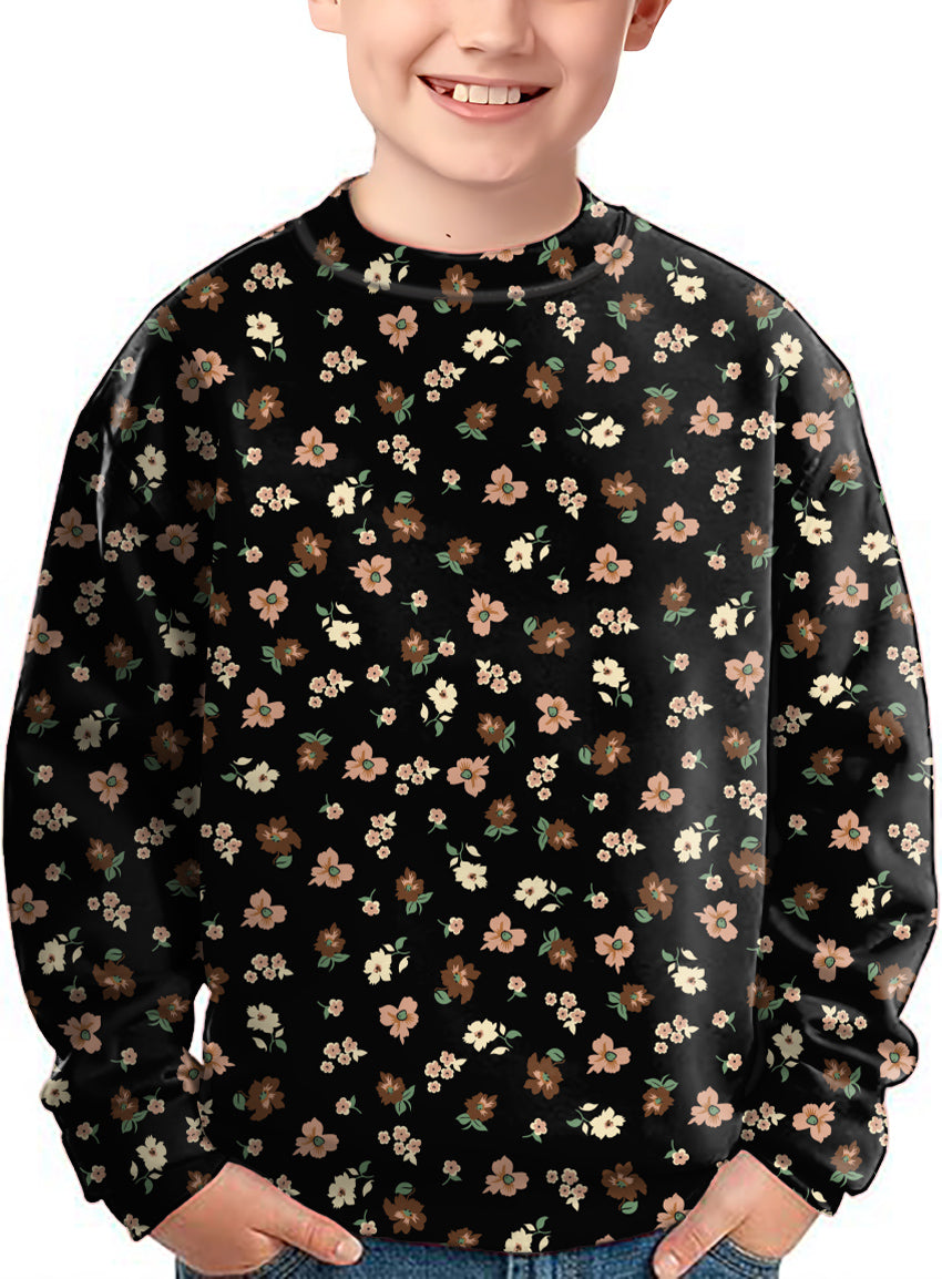 black flower Crewneck Pullover Kids Ugly Sweater