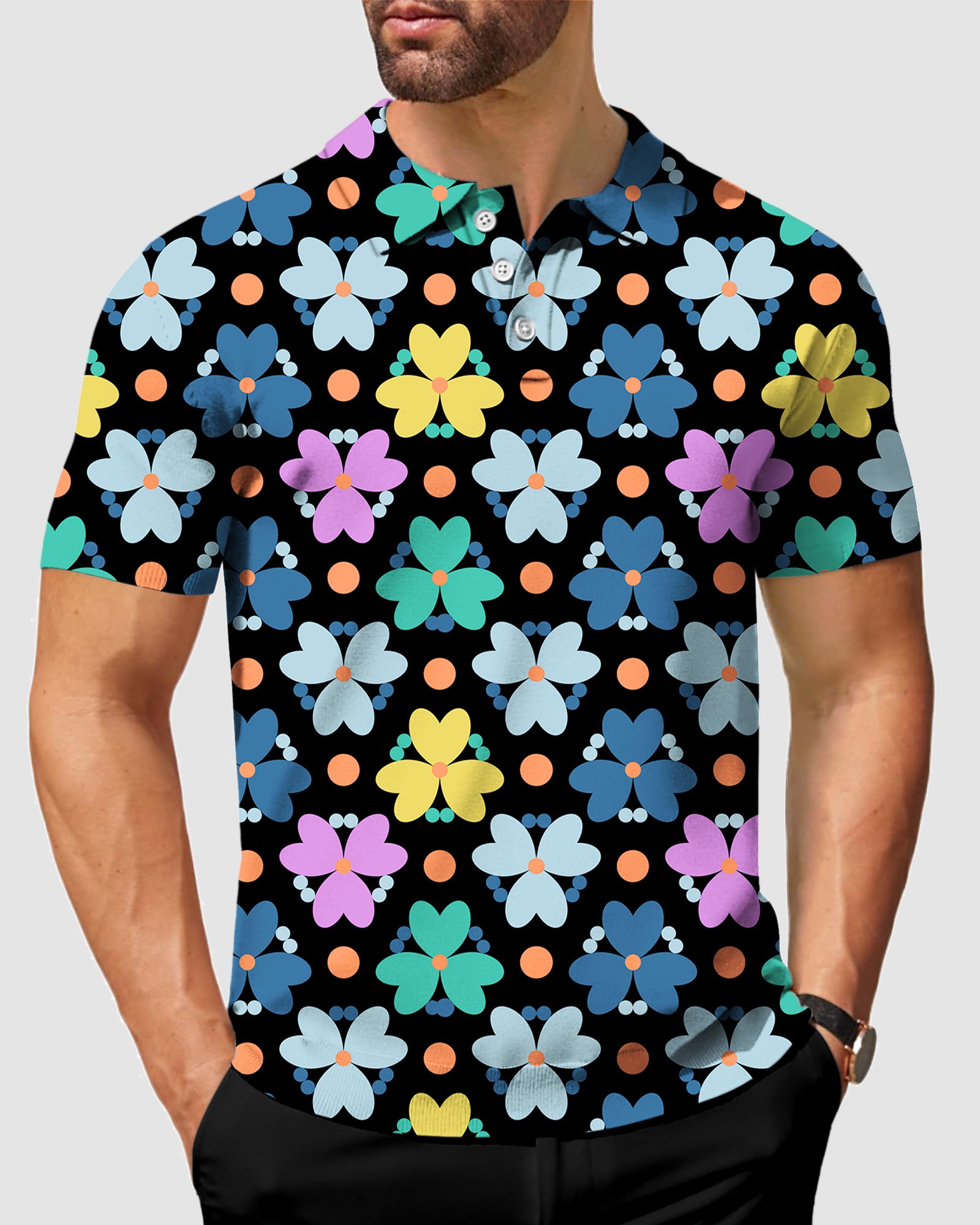 Men's Modern Flowers golf polo