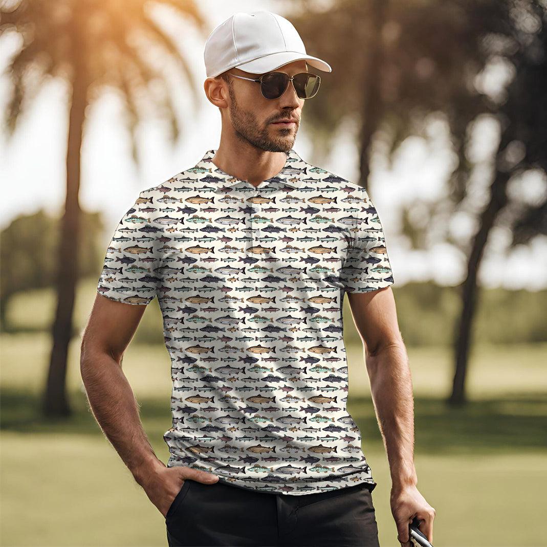 Men's Master Baiter fish golf polo