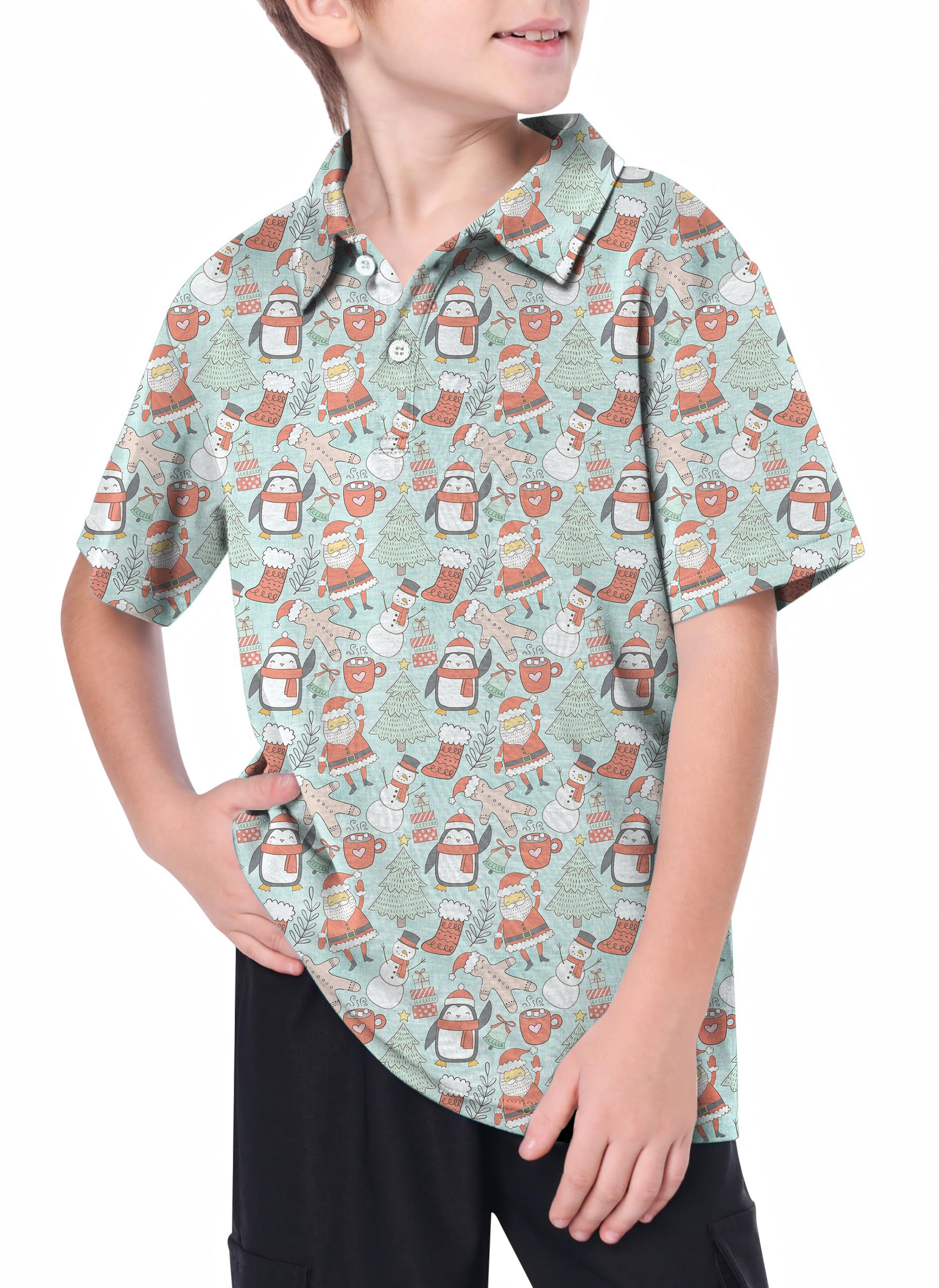 Youth Penguin Christmas Golf Polo