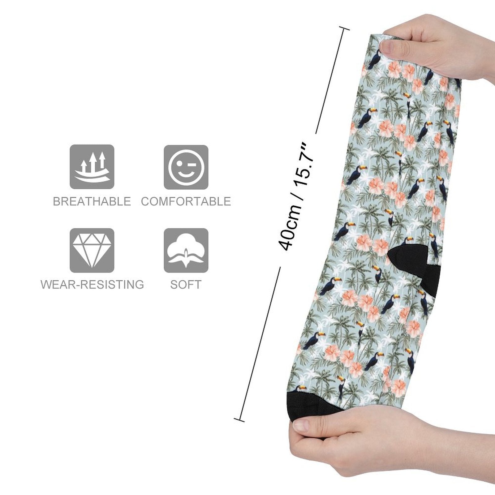 Toucan tropical flower Prined socks Gifts for Men Women
