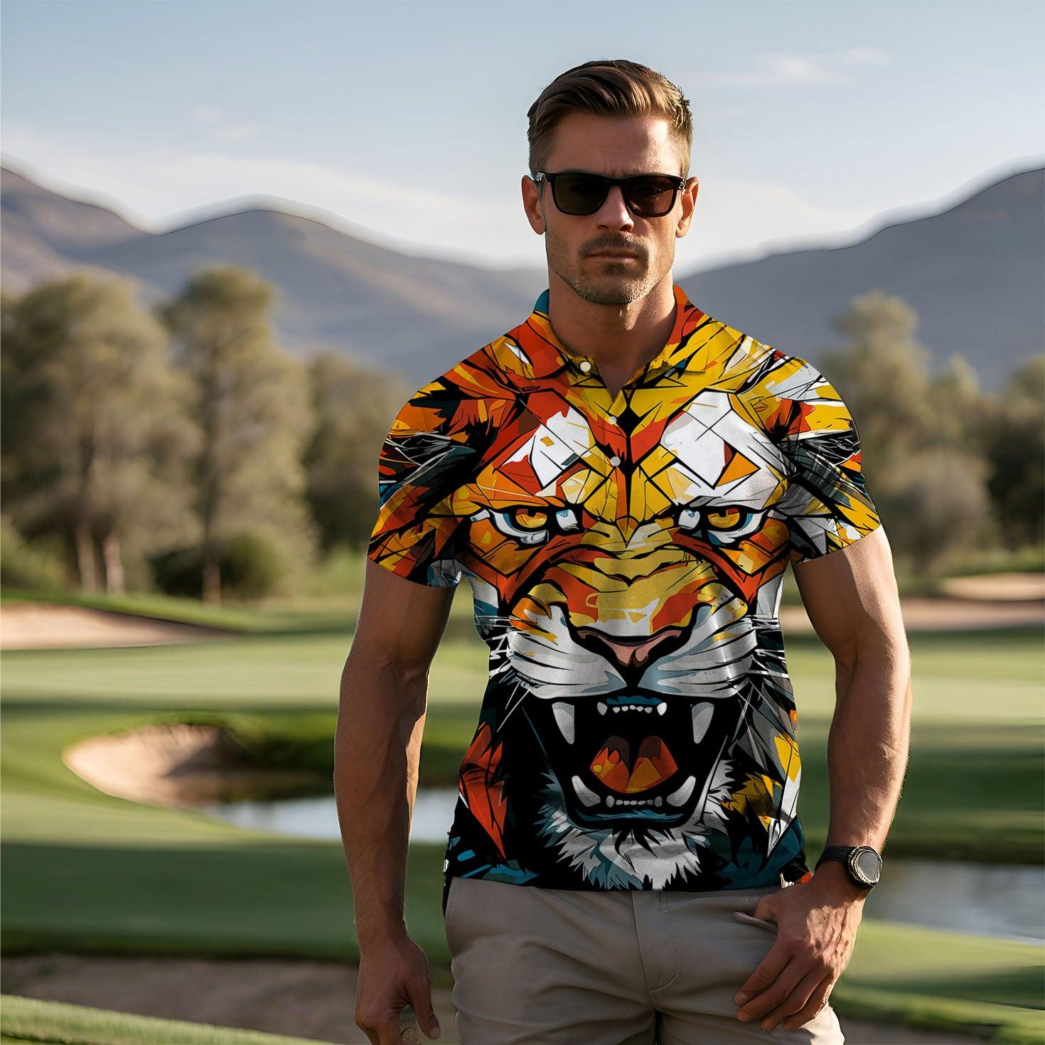 Men's golf polo tiger shirt