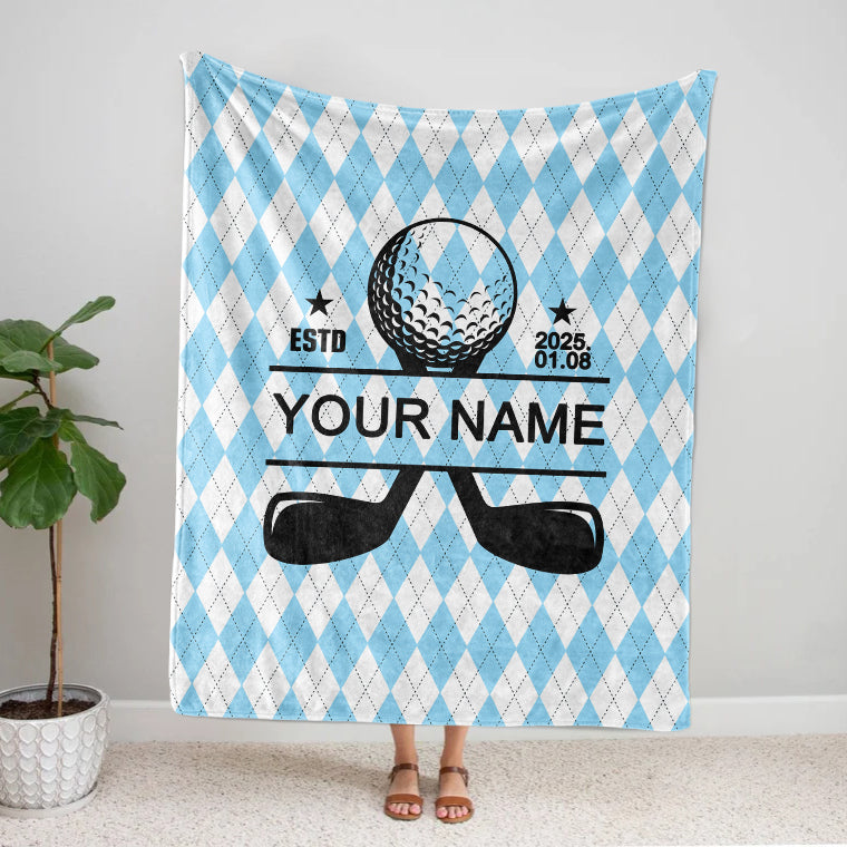 Personalized Your Date Name Golf Fleece Blanket | Sherpa Blanket Sports Team gift