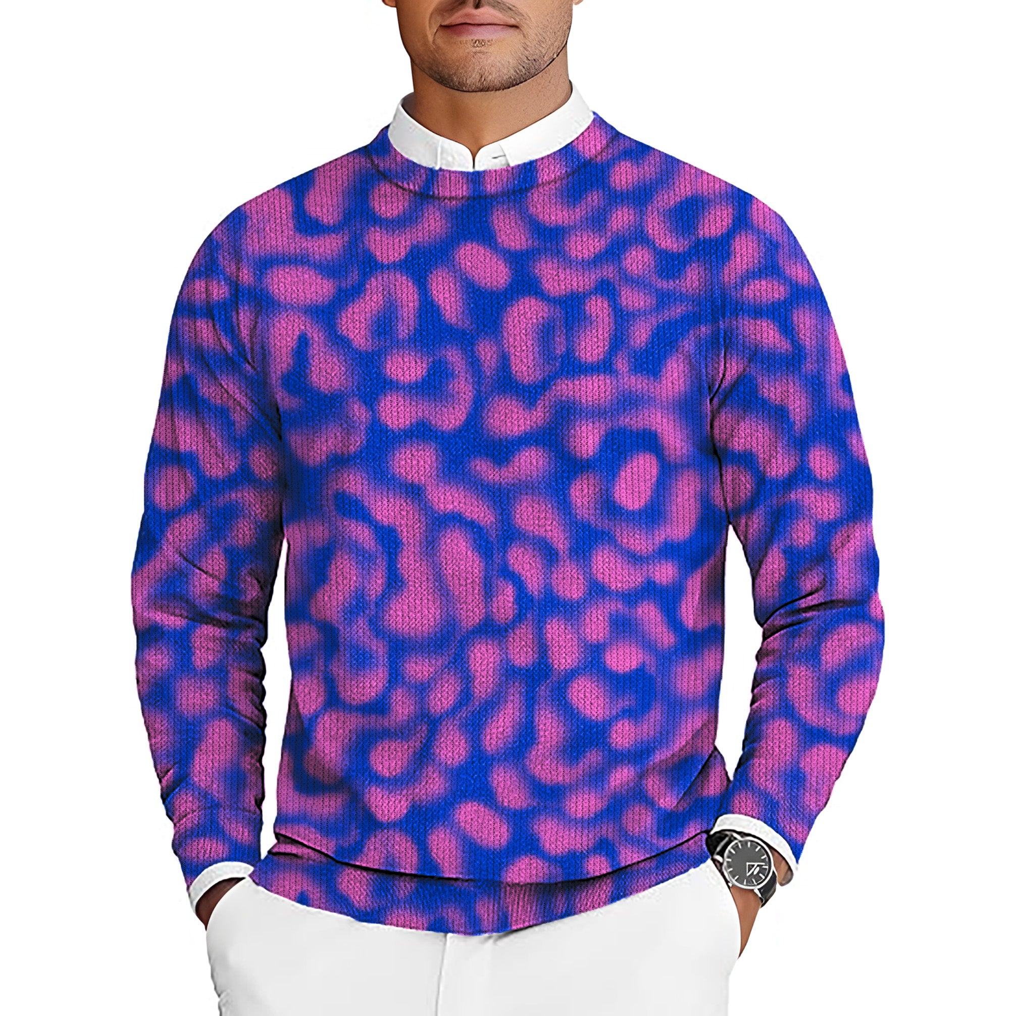 Space Aura Men's Golf Crewneck Pullover Sweaters Ugly Sweater