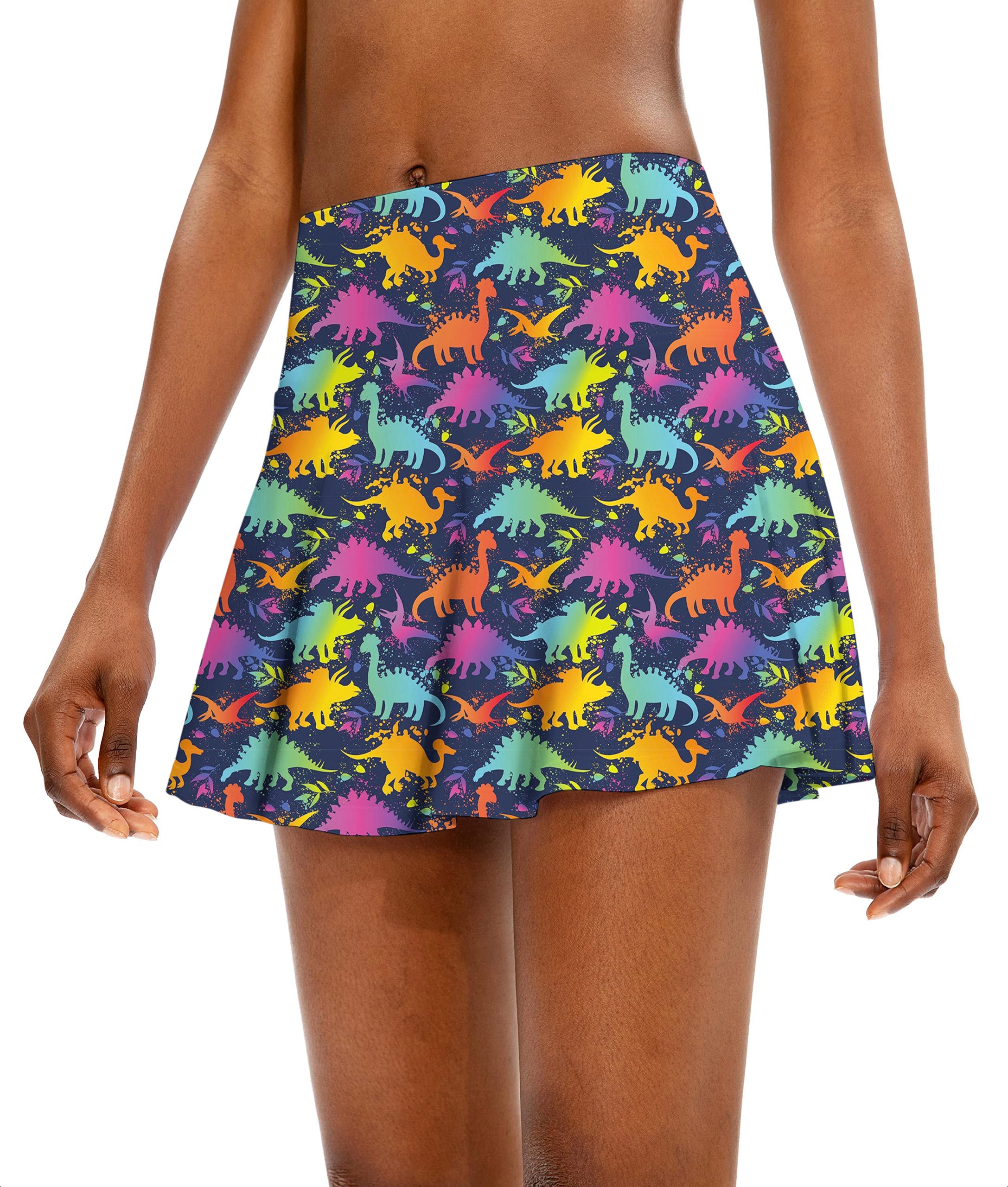 Dinosaur Party Women's Athletic Golf Skorts Flared Skirts