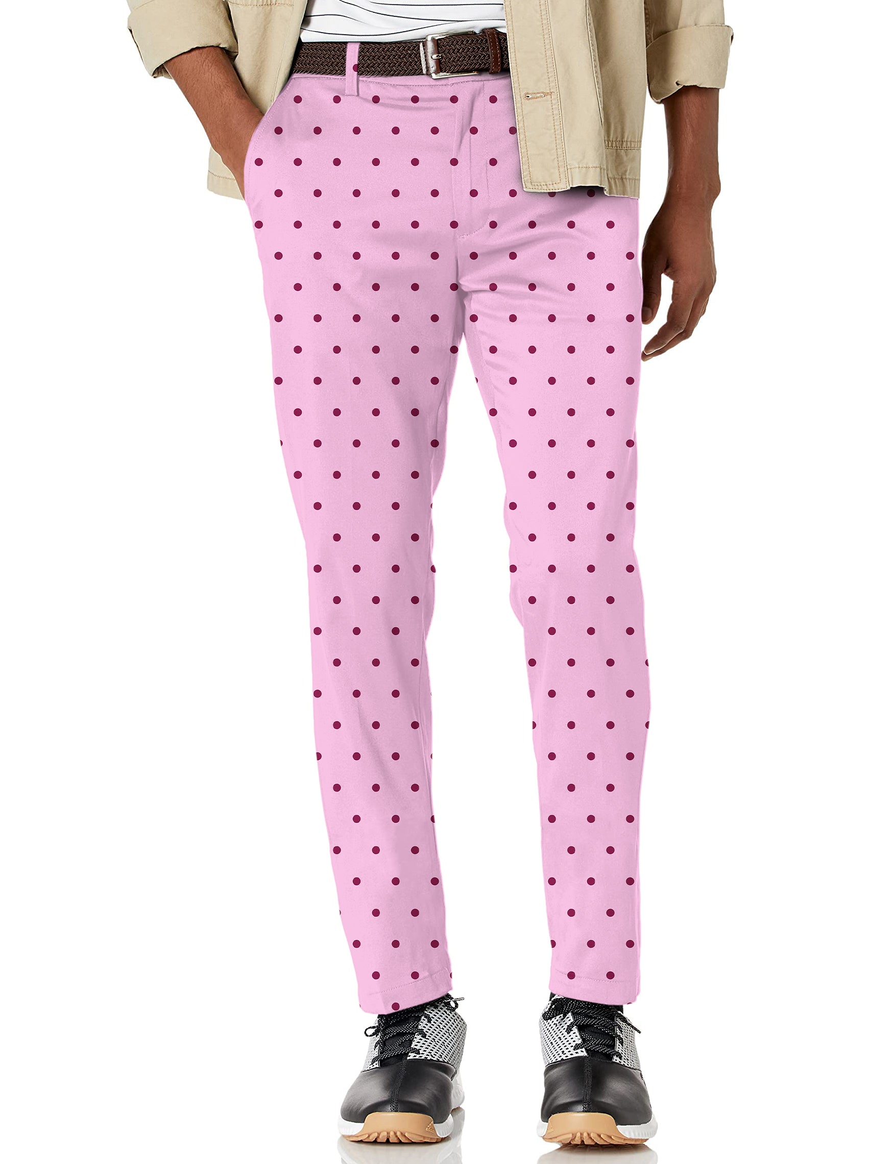 Men's Pink Polka Dots Stretch Golf Pants