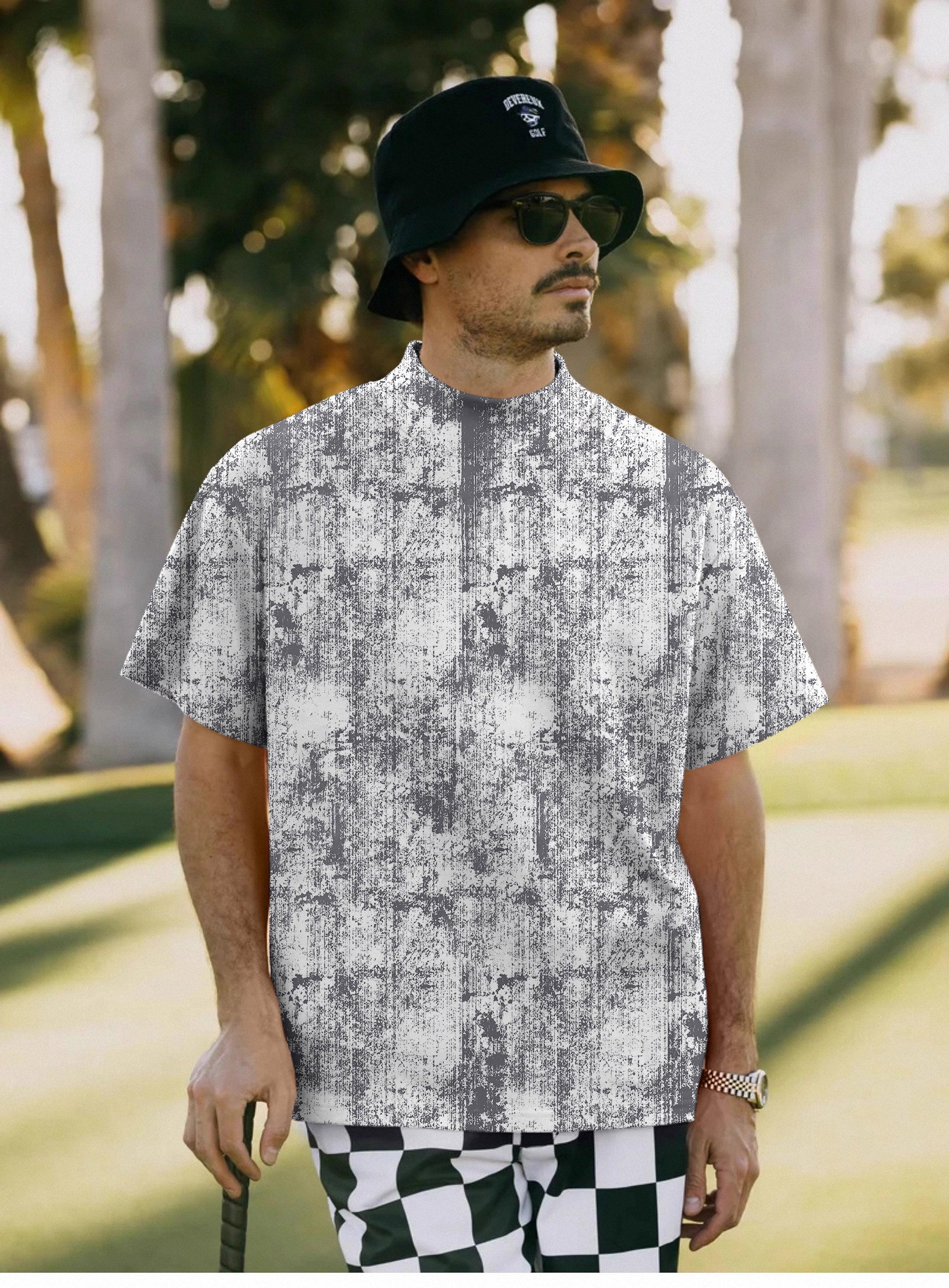Men's  Gray Line Lmpression Mock Neck Long/Short Sleeve Golf Tops