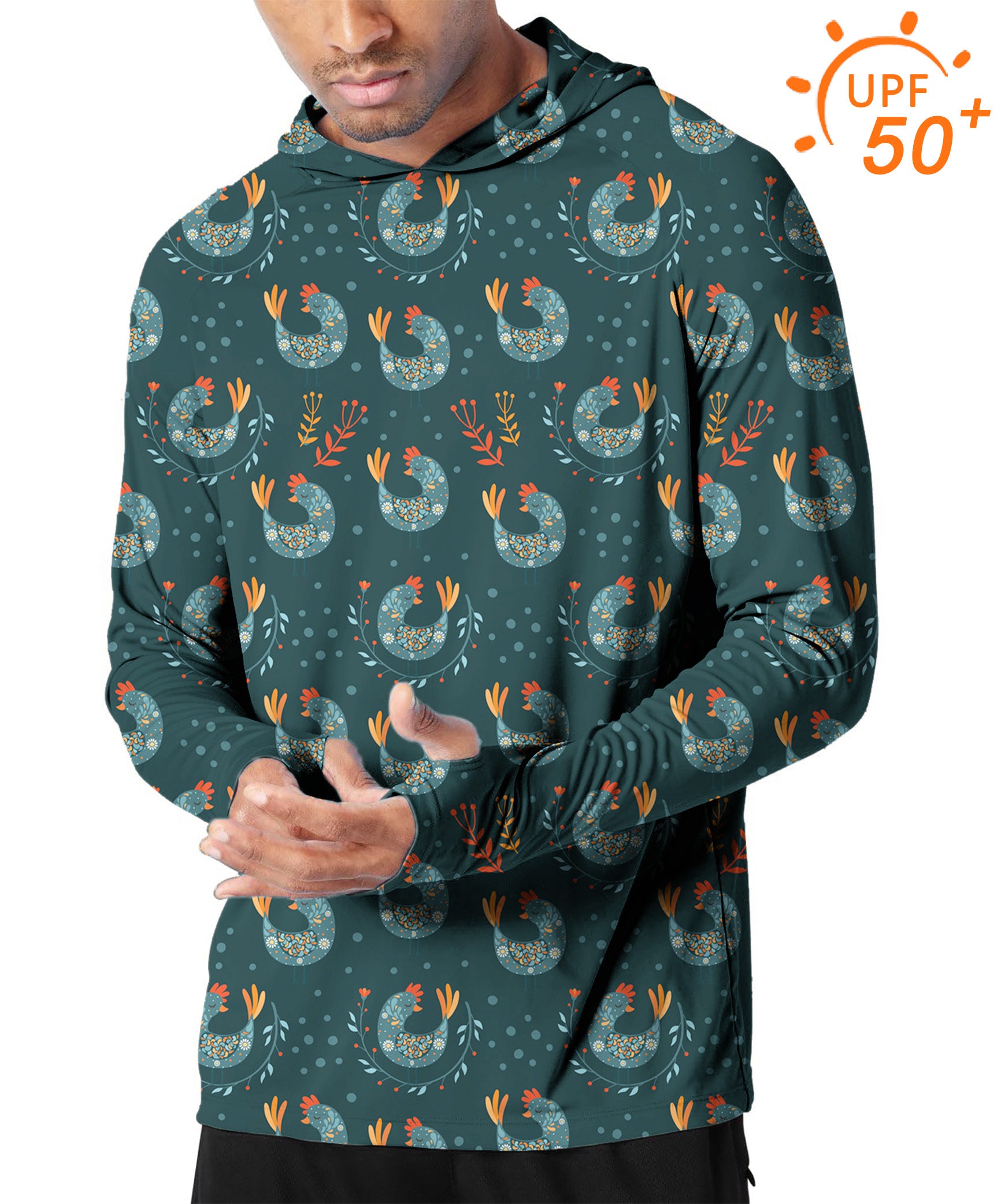 Men's Outdoor Funny Cute Floral Folk Bird Golf Sun Protection Slim Fit hoodies