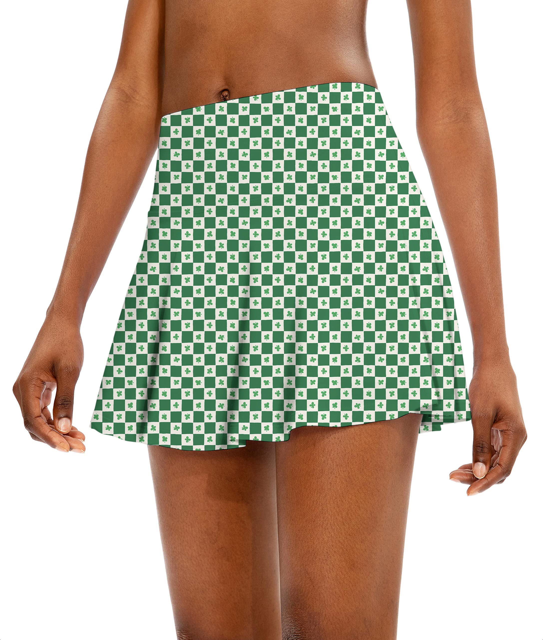 Leaf clover St. Patrick's Day Women's Athletic Golf Skorts Flared Skirts