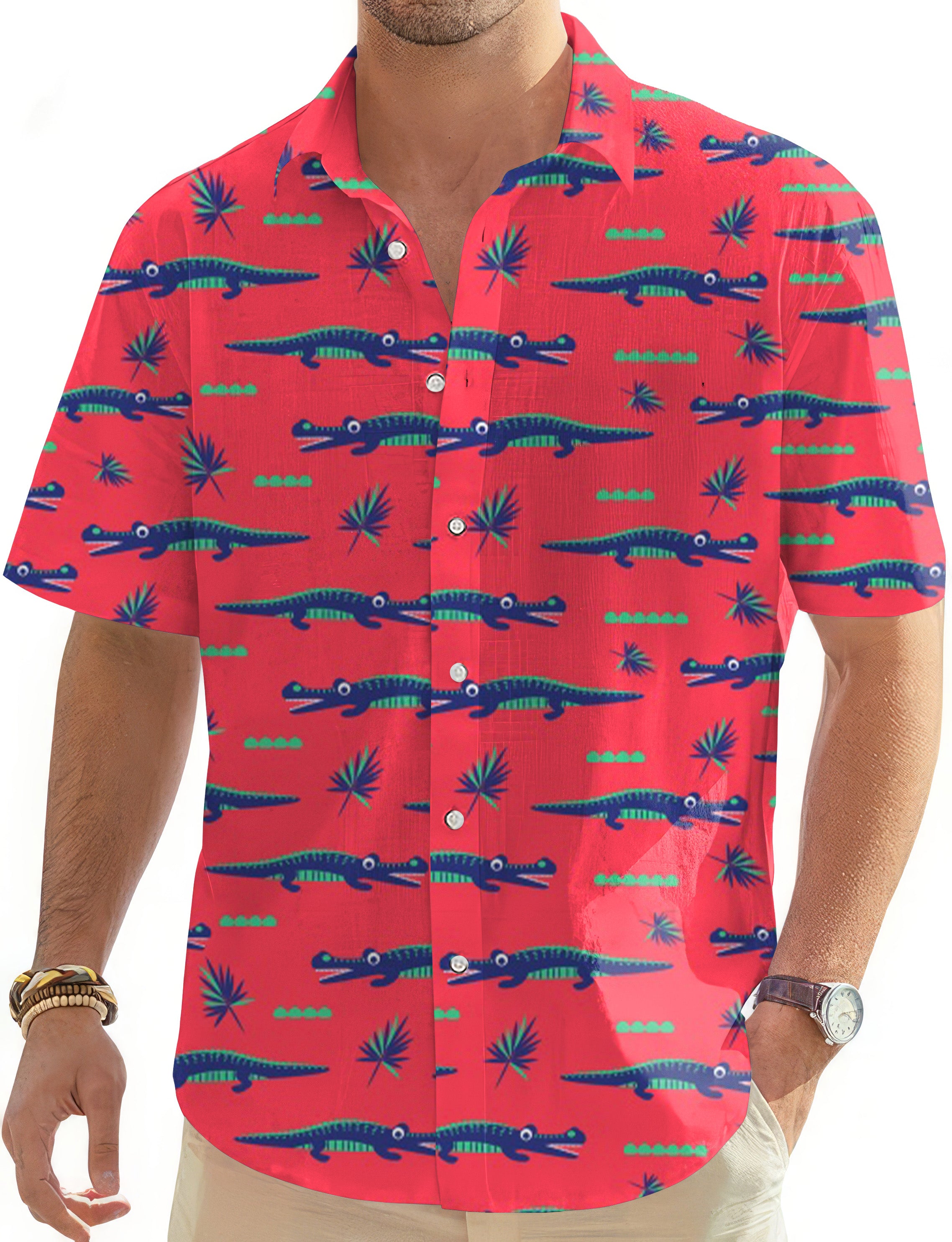 Alligator's Got My Ball-Men's Golf Hawaiian Shirts Button Down Shirt
