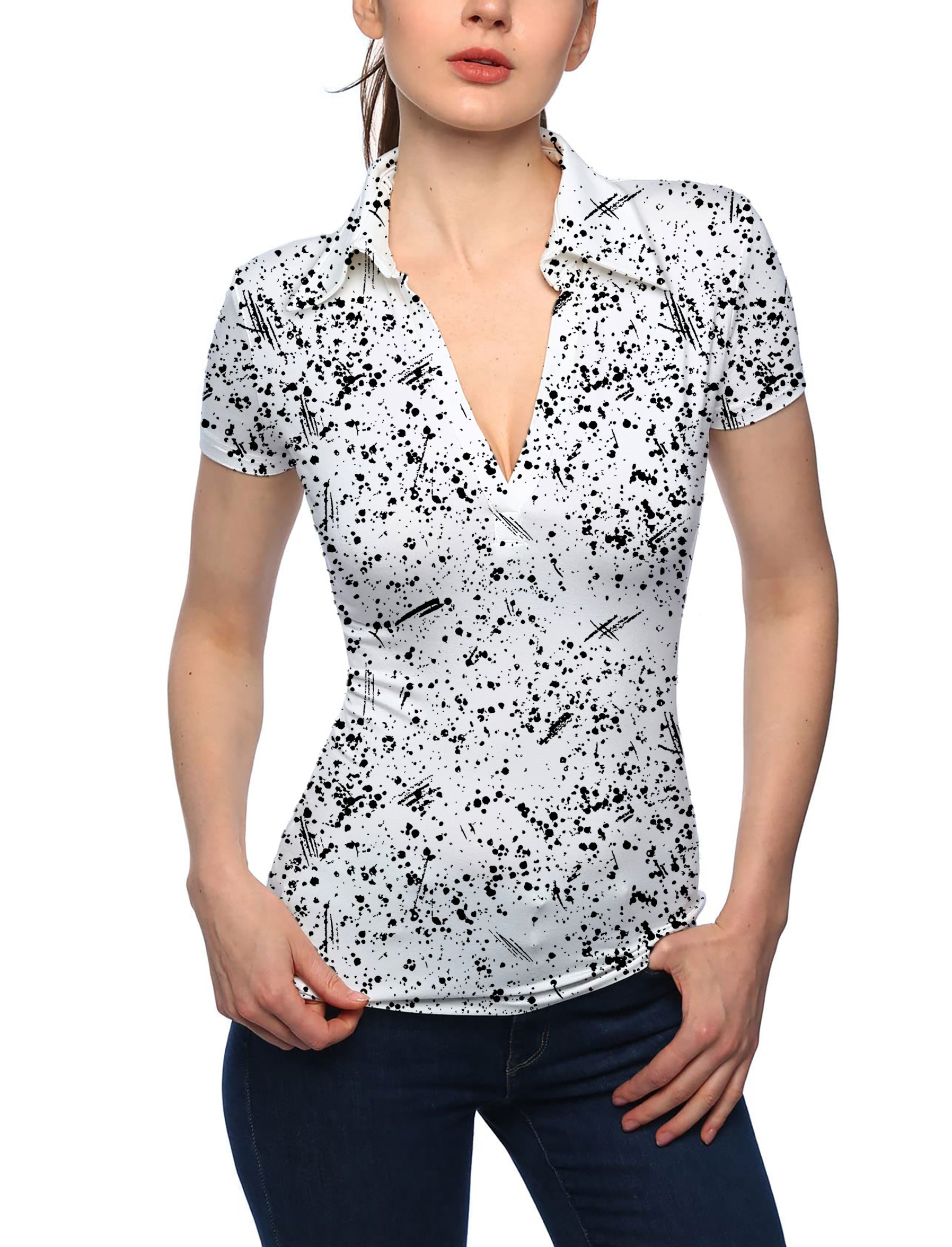 Women's Cookies & Cream V Neck Golf Polo