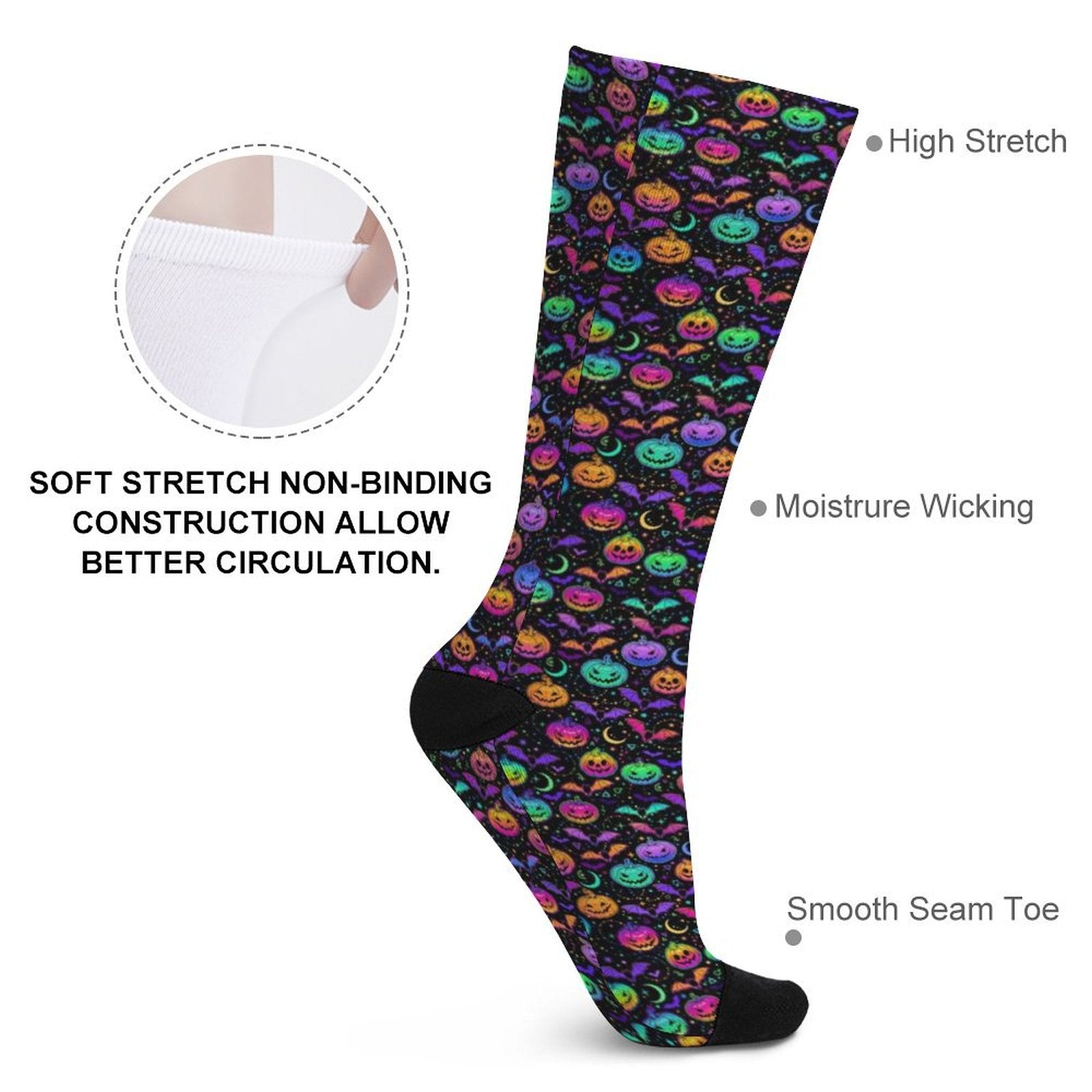 Neon Halloween Pumpkin Prined socks Gifts for Men Women