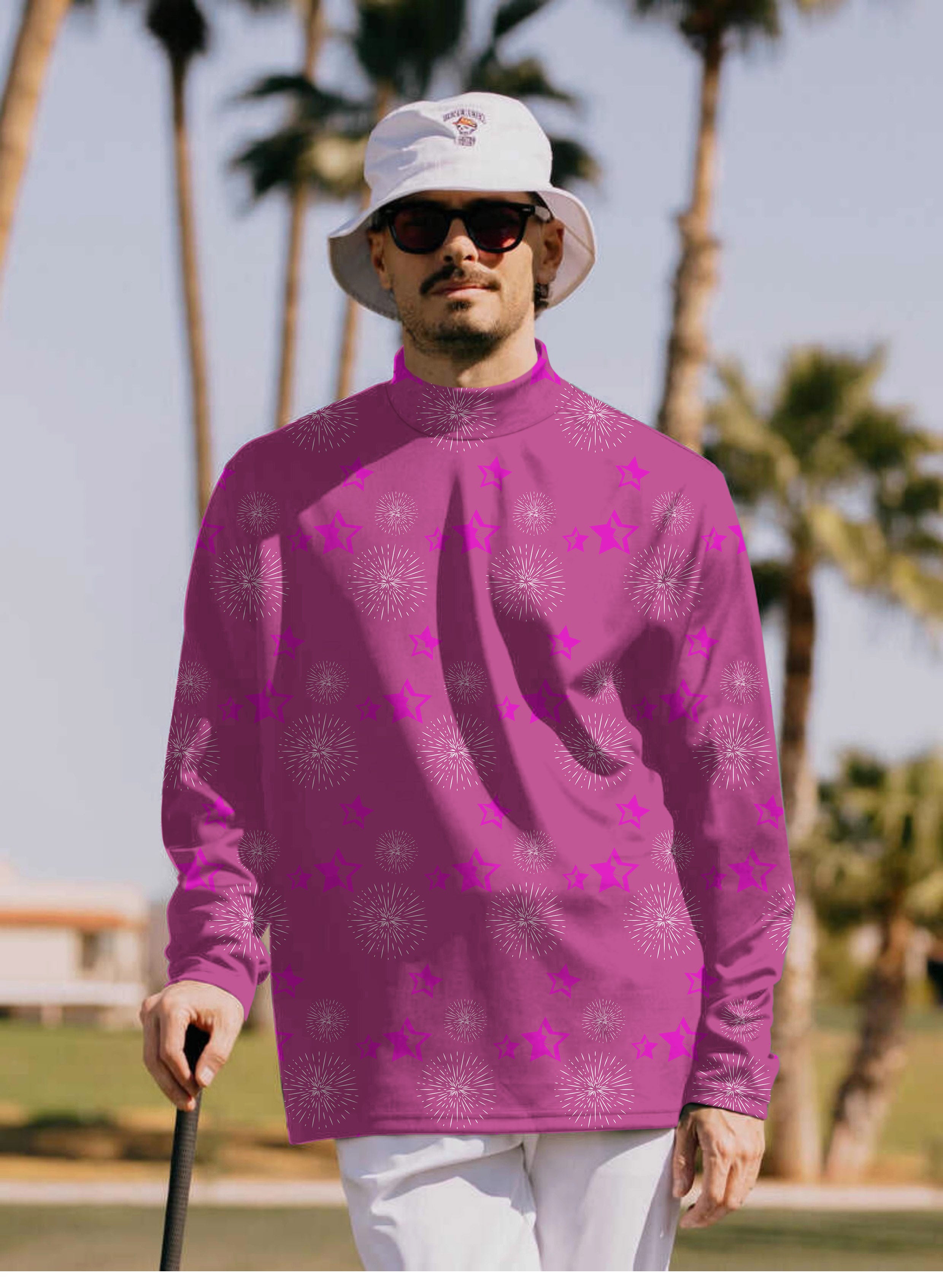 Men's Pentagram Impression Limited Edition Pullover High neck Long/Short sleeve T-Shirt
