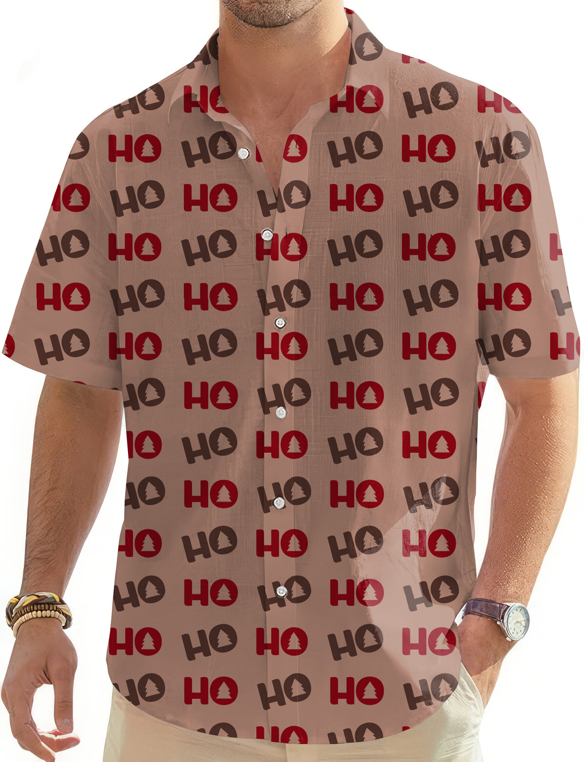 Christmas Tree HO Men's Golf Hawaiian Shirts Button Down Shirt
