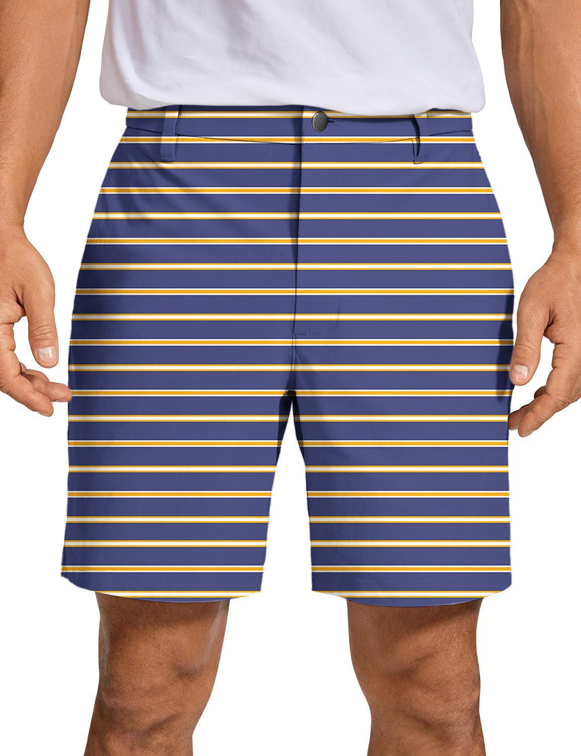 Men Navy blue and orange stripes Golf Shorts limited edition