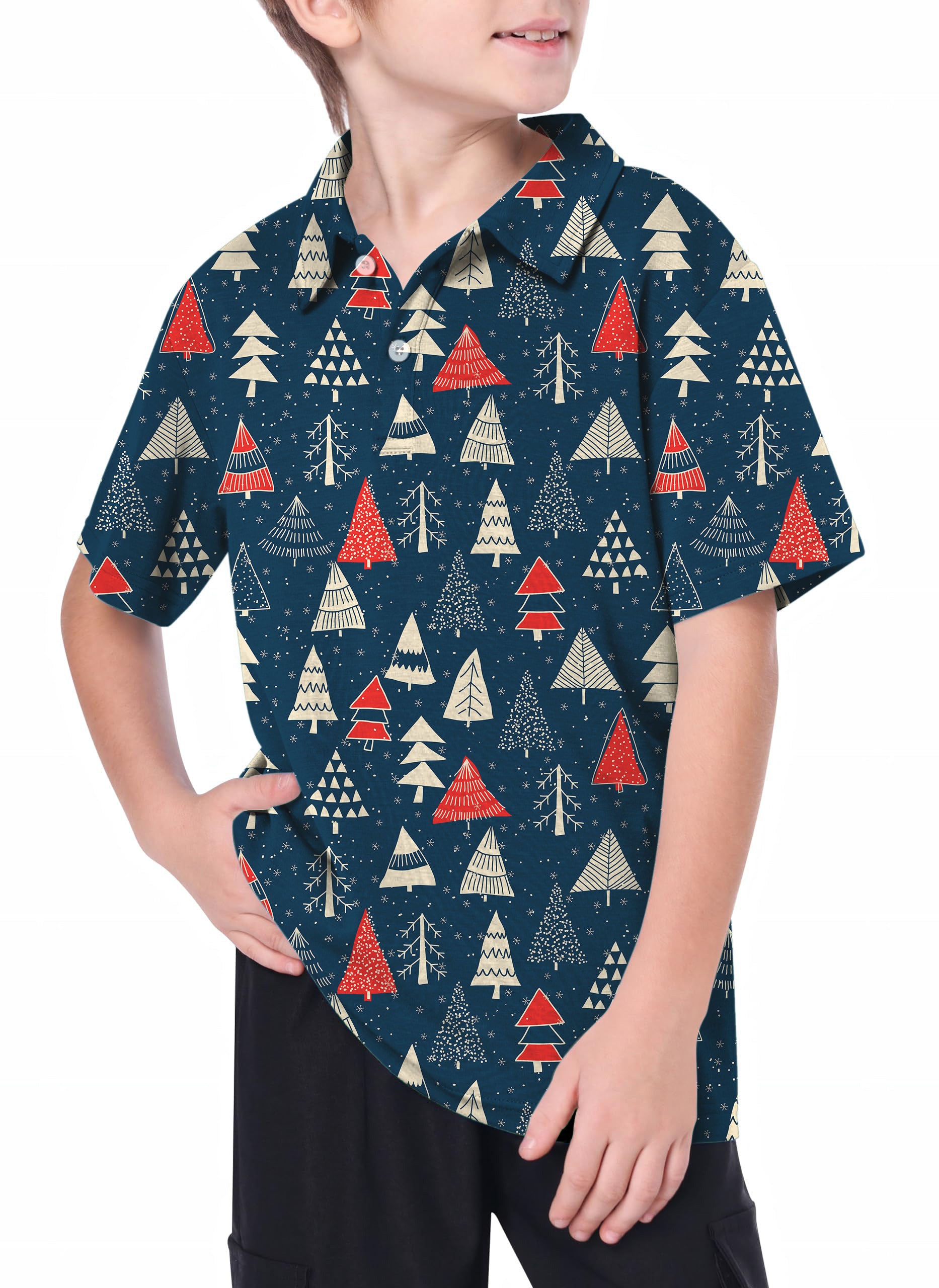 Youth Christmas Tree Golf Polo