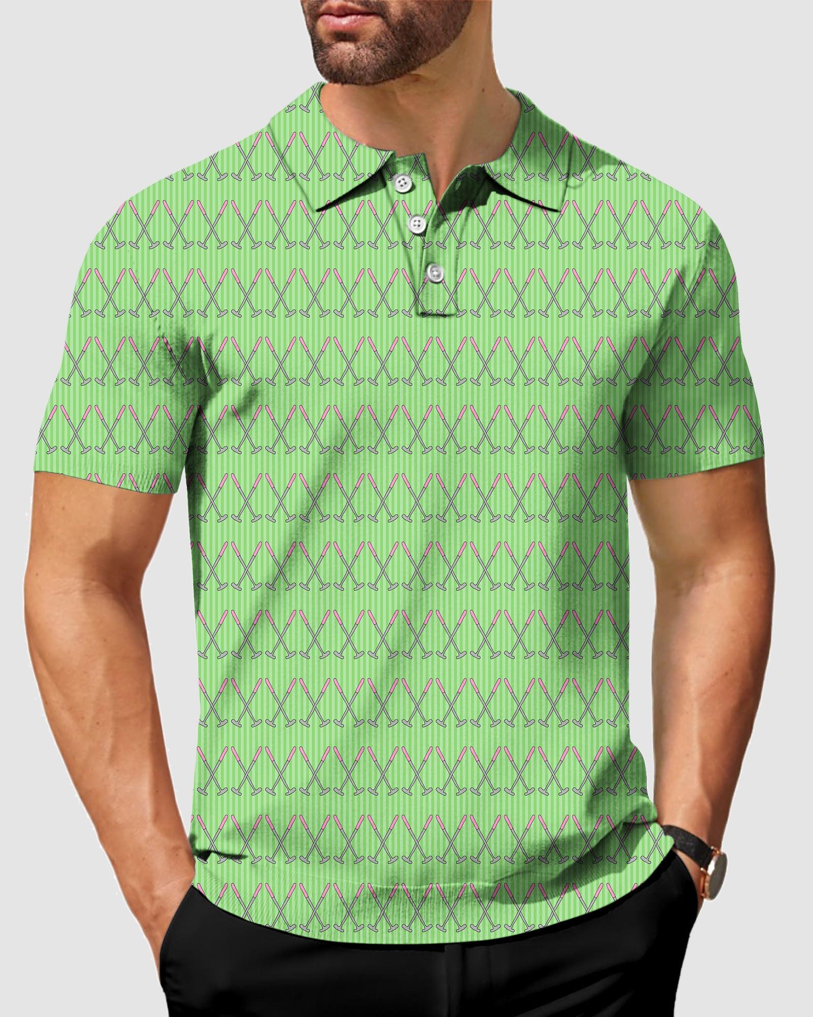 Men's green golf club golf polo