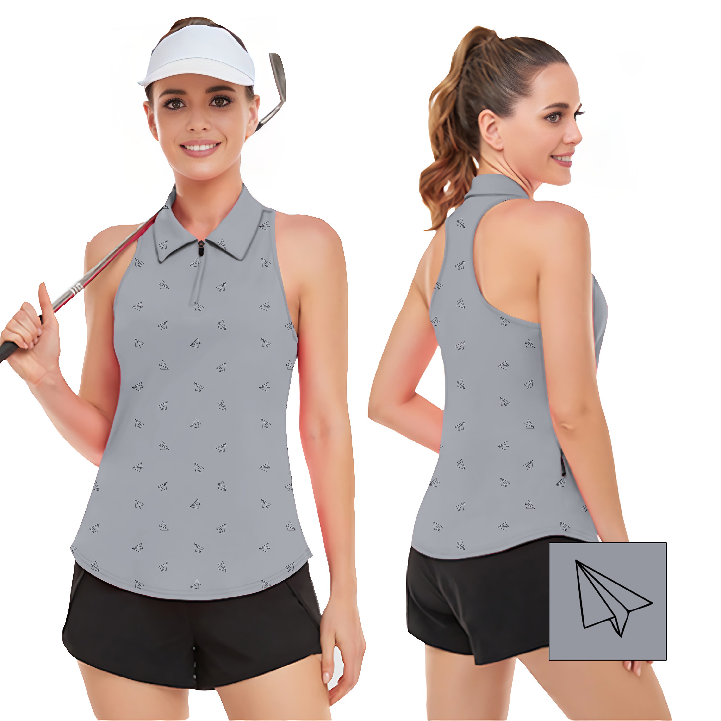 Paper airplanes Custom The Background Color Women’s Sleeveless Golf Tank Top Shirt Polo