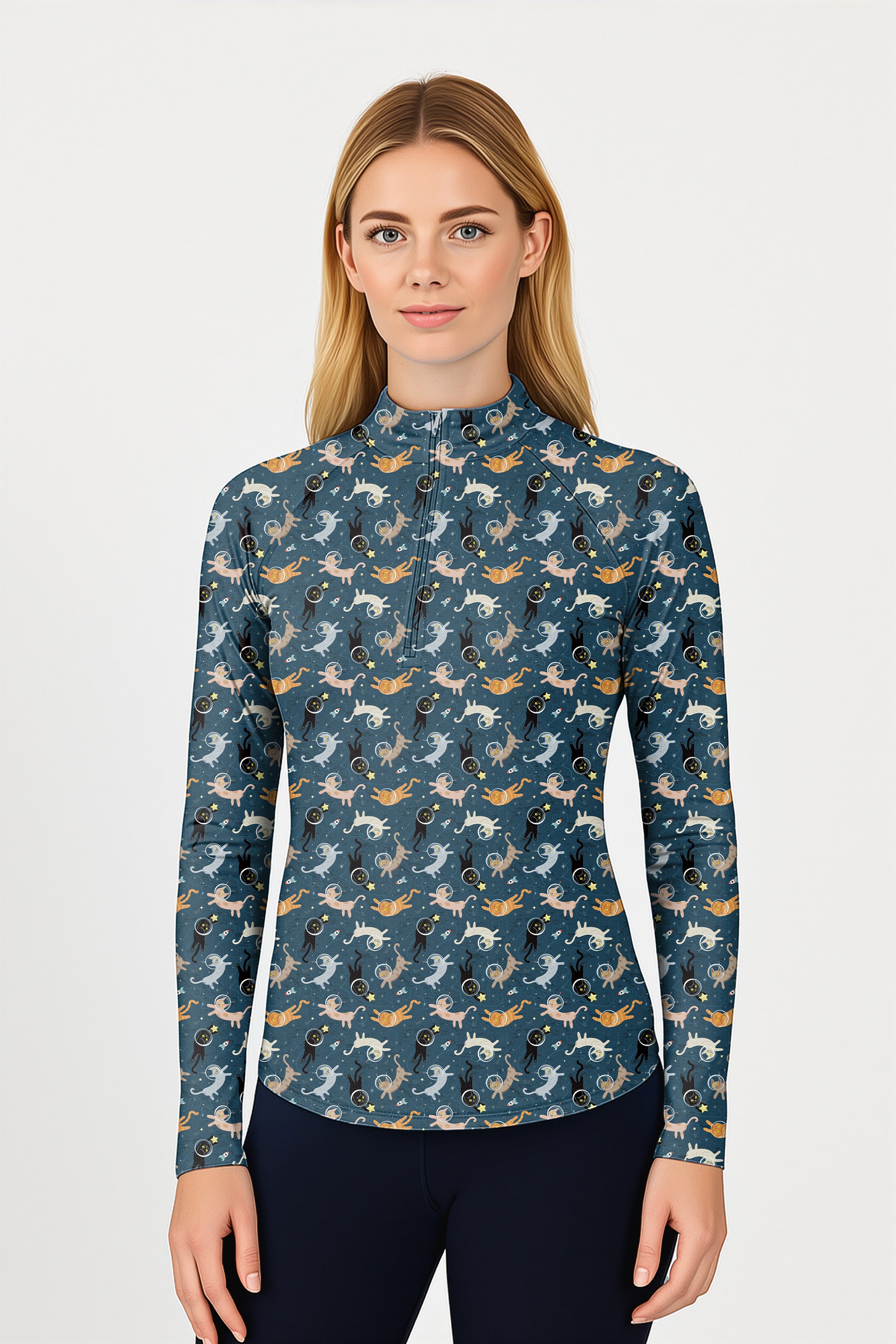 Space Cats  Women's Golf Active 3/4 Zip Top
