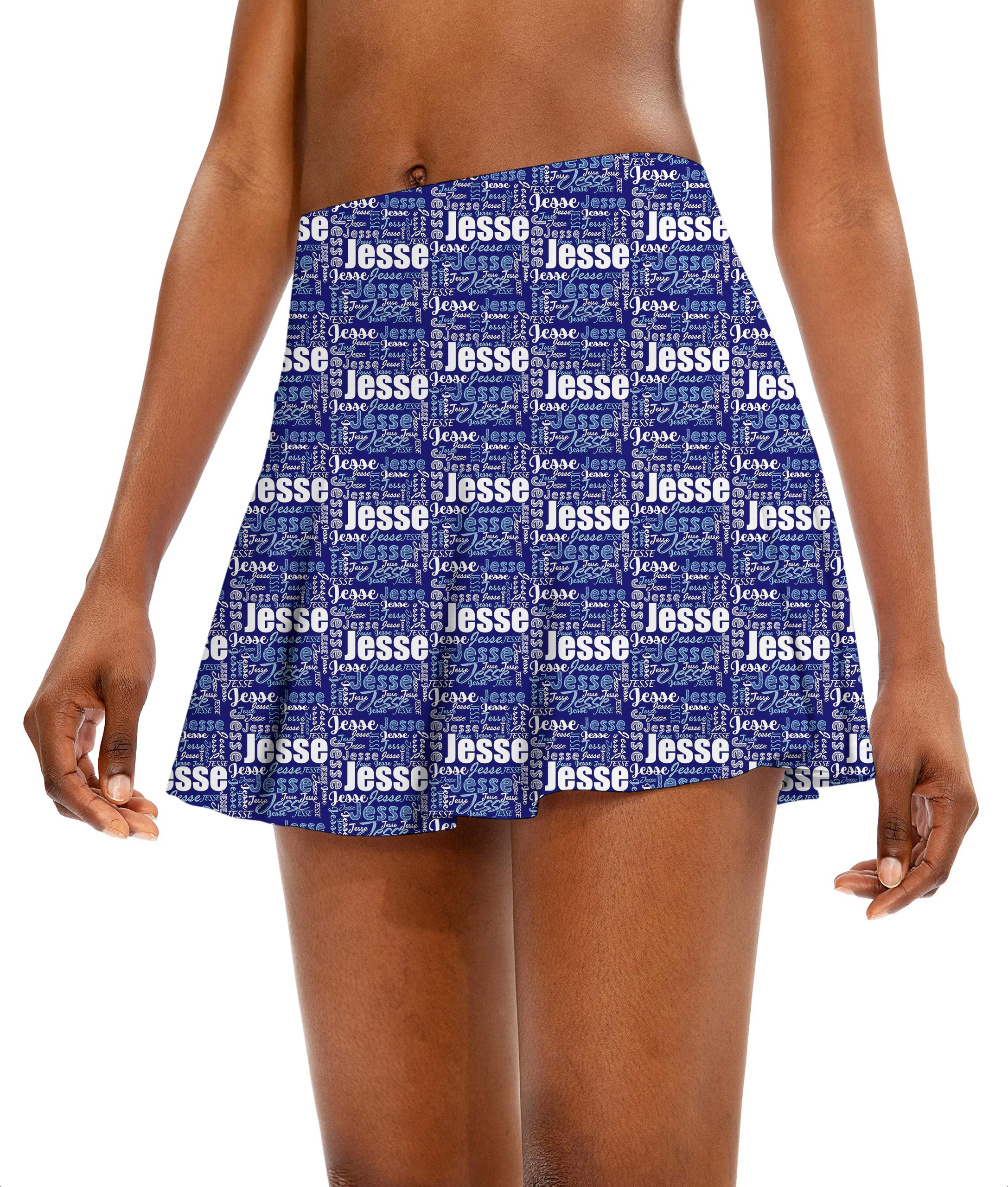 Custom name navy blue Women's Athletic Golf Skorts Flared Skirts