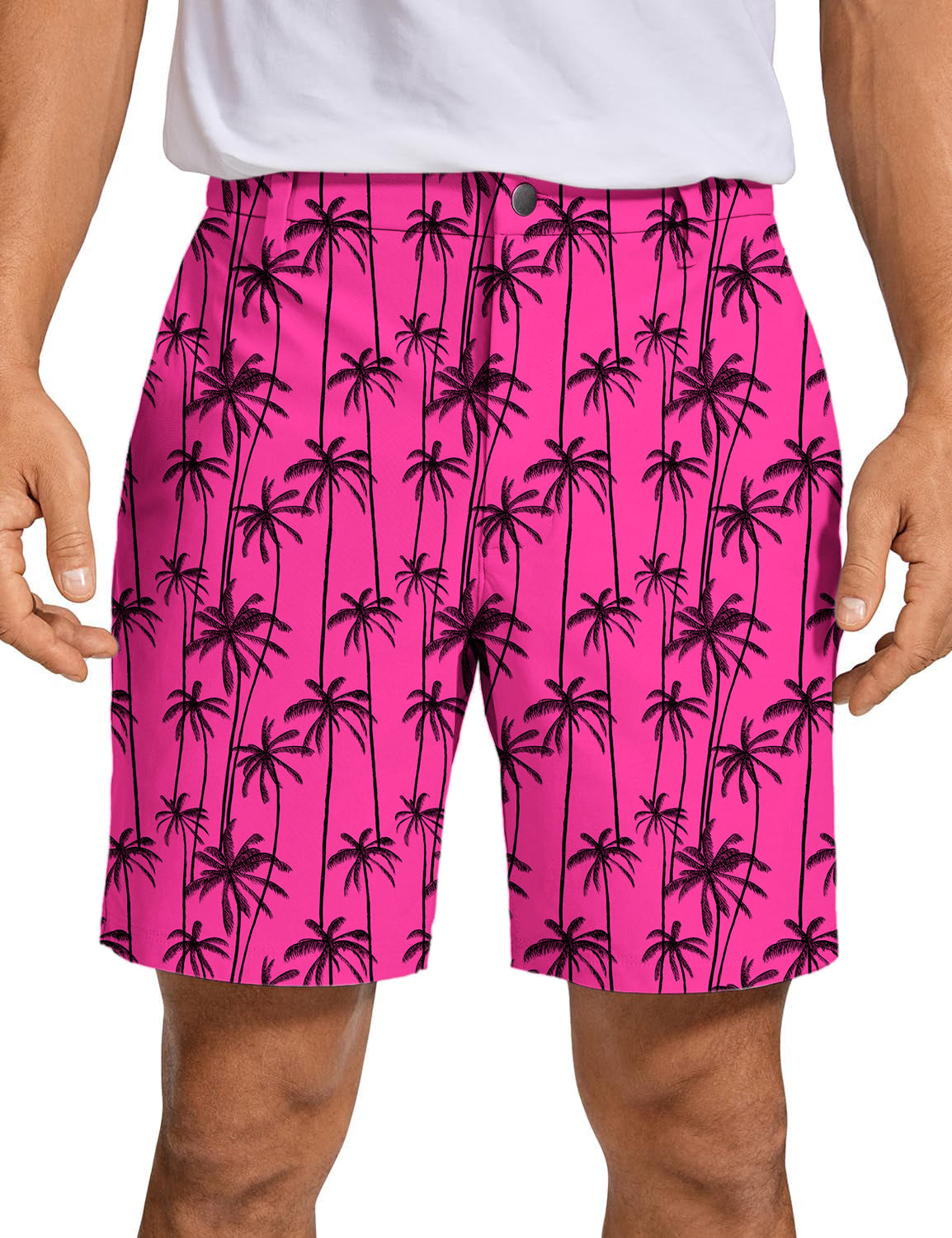 Men's Rose-Red Coconut Trees Golf Shorts