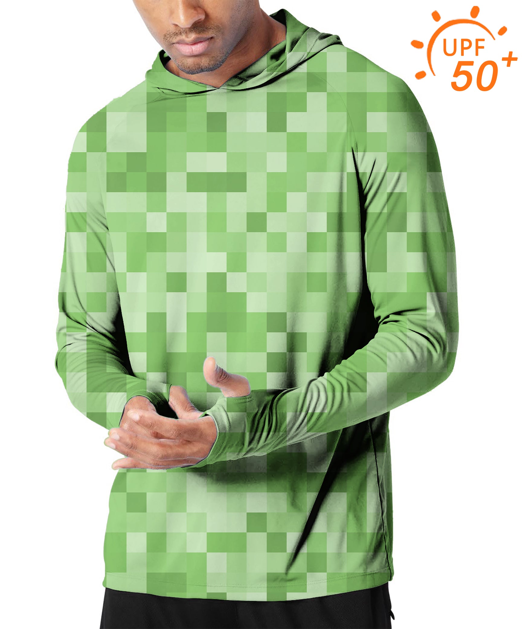 Men's Outdoor Light Green Pixel Big Golf Sun Protection Slim Fit  hoodies
