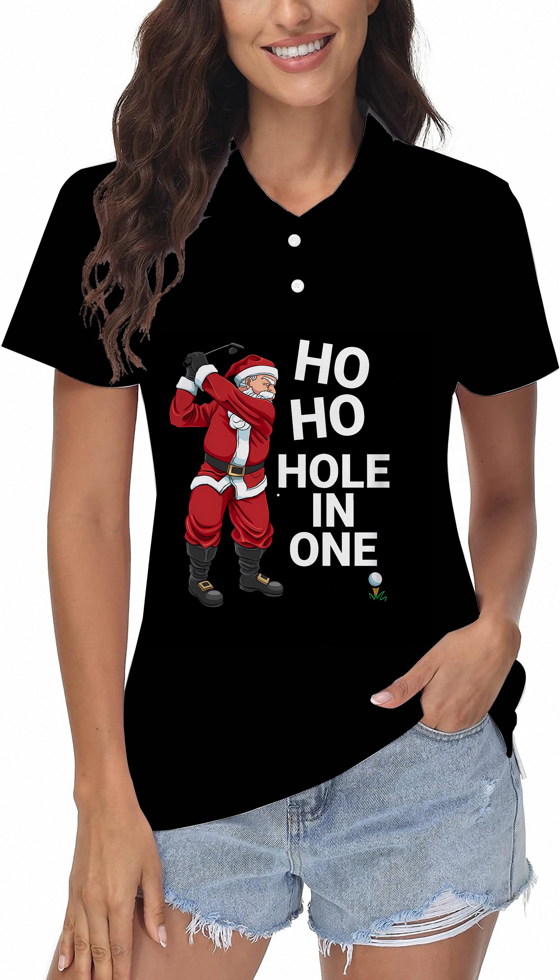 Santa Claus Play Golf Christmas Women's Golf Polo