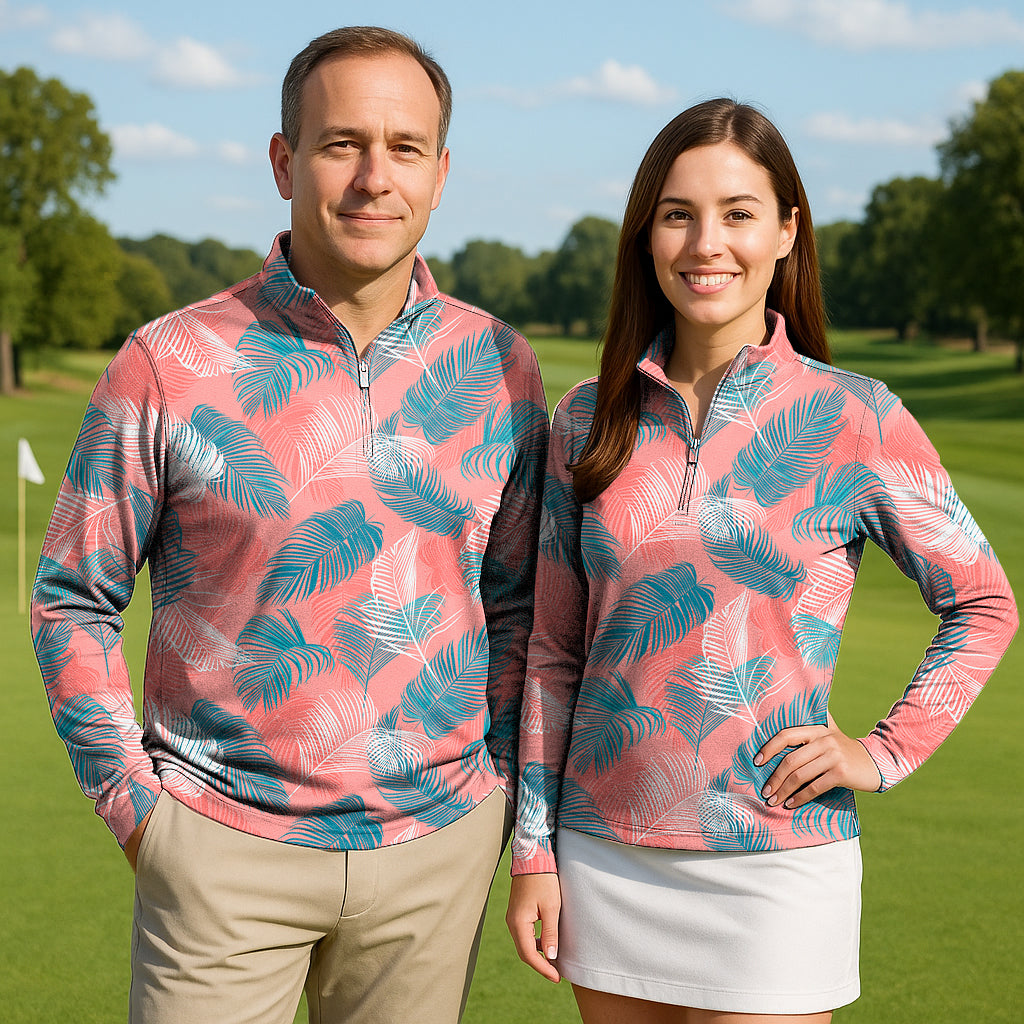 Palm Bay Couple Golf Active 3/4 Zipper Top Long Sleeves