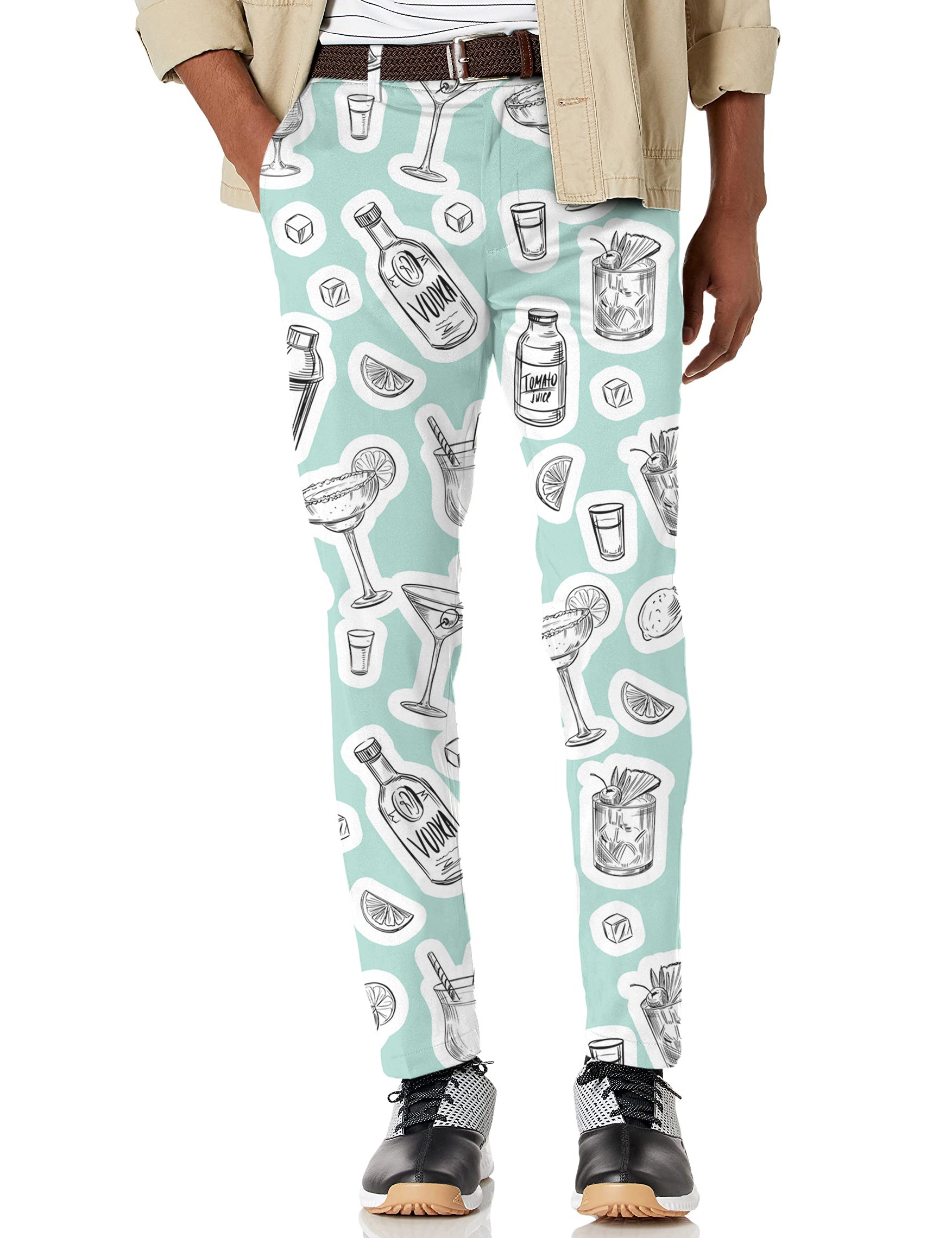 Men's Set of alcohol cocktails Stretch Golf Pants