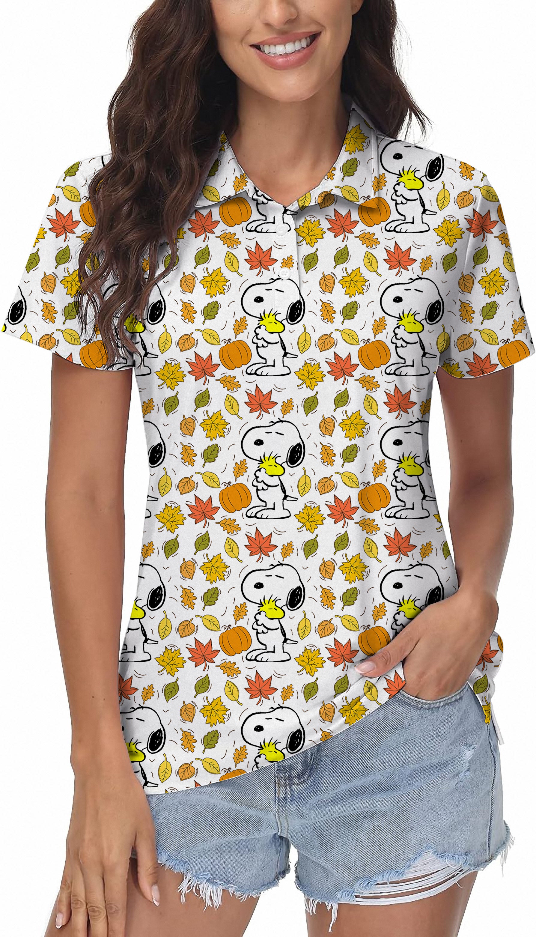 Snoopy and Woodstock Women's Golf Polo | Stylish & Performance Polo Shirt