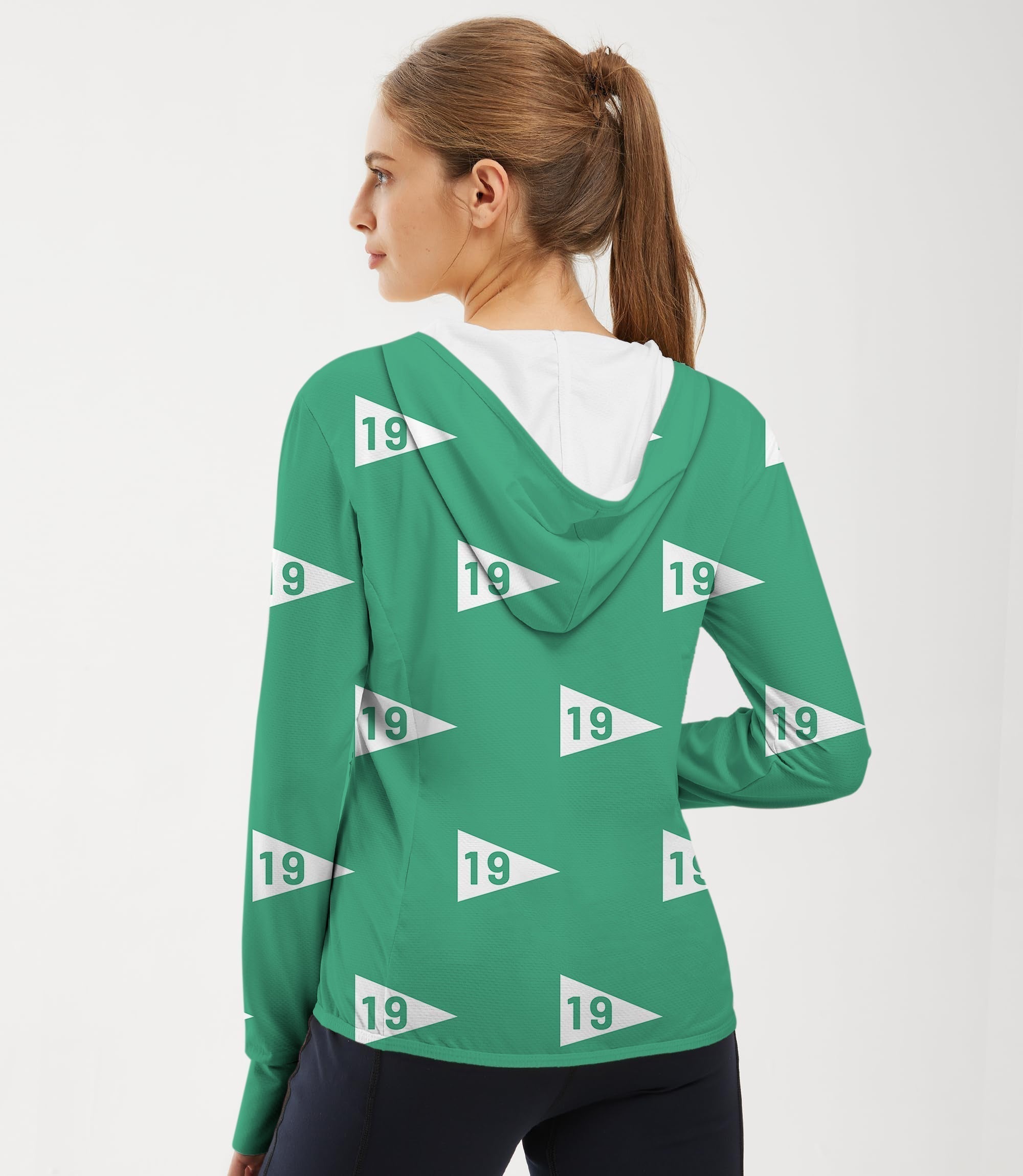 Women's outdoor slim fit golf hoodie with sun protection and 19th hole design