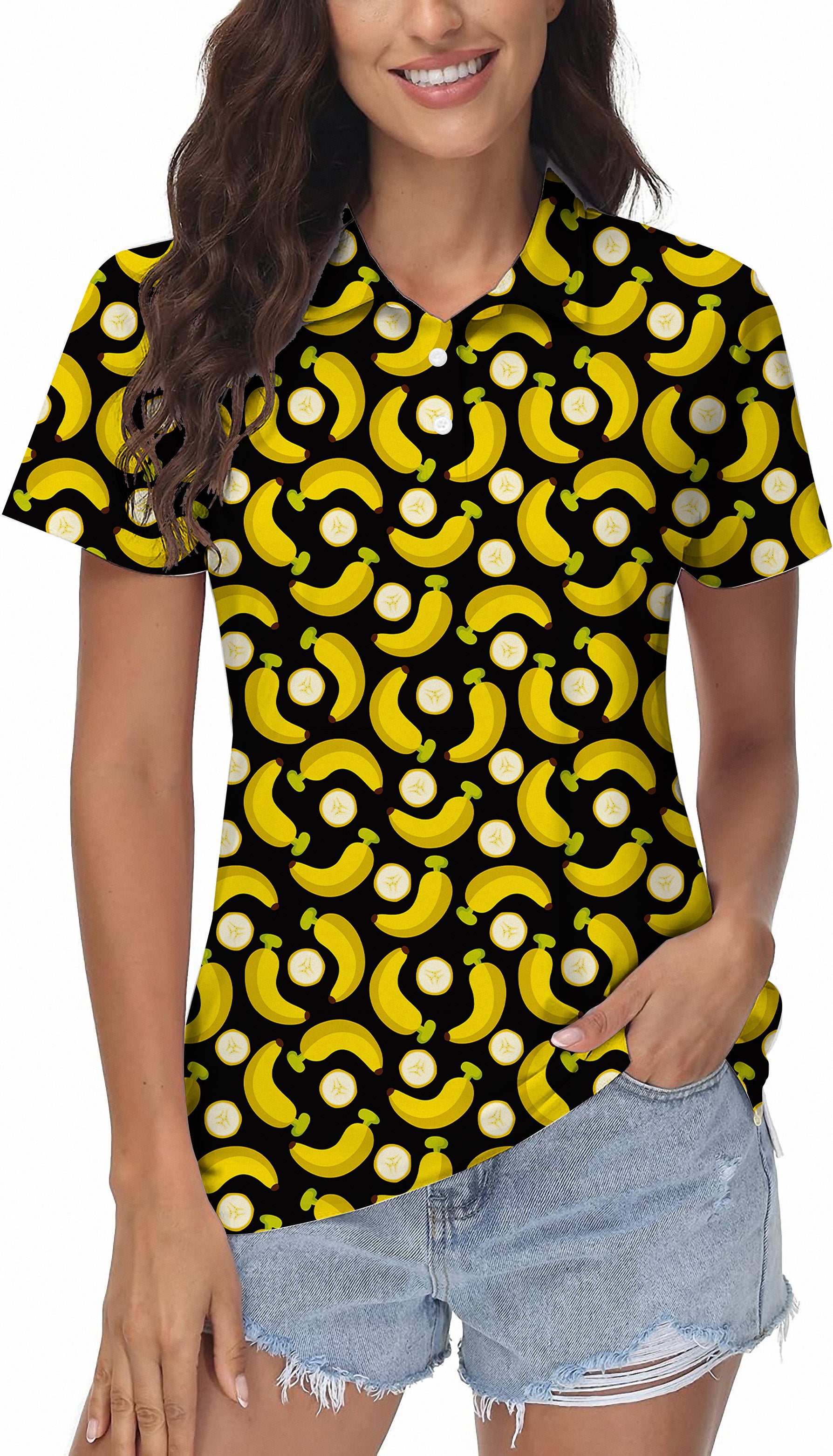 Halloween Bananas And Banana Peels Women's Golf Polo