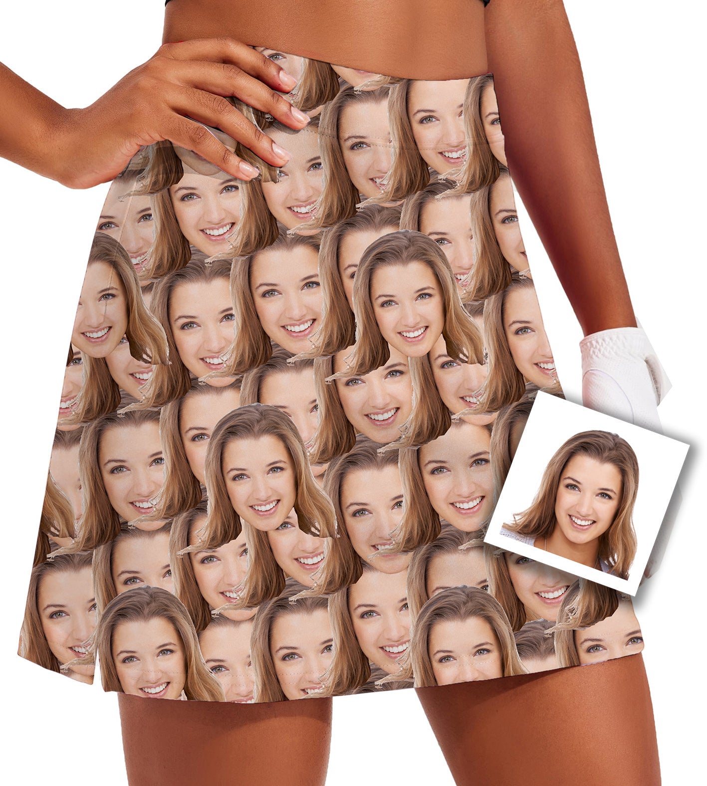 Women's Custom Photo All Faces Golf Skirts Inner Shorts Pocket