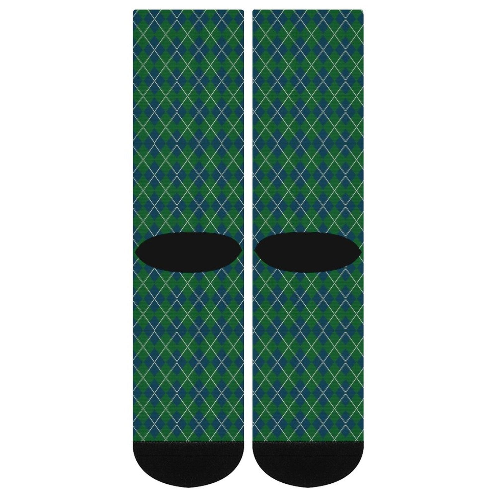 Green grid Prined socks Gifts for Men Women