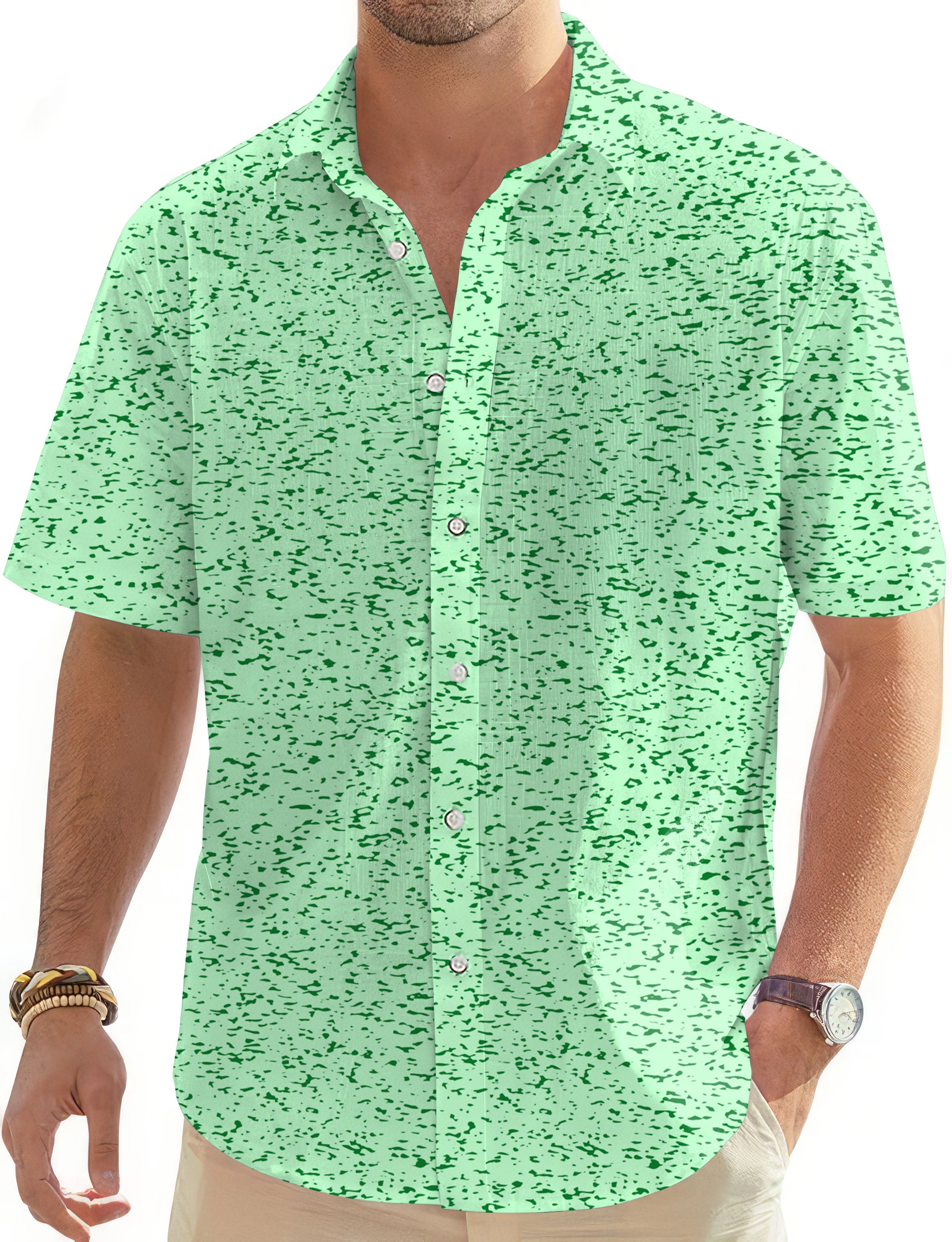 Graffiti Greens-Men's Golf Hawaiian Shirts Button Down Shirt