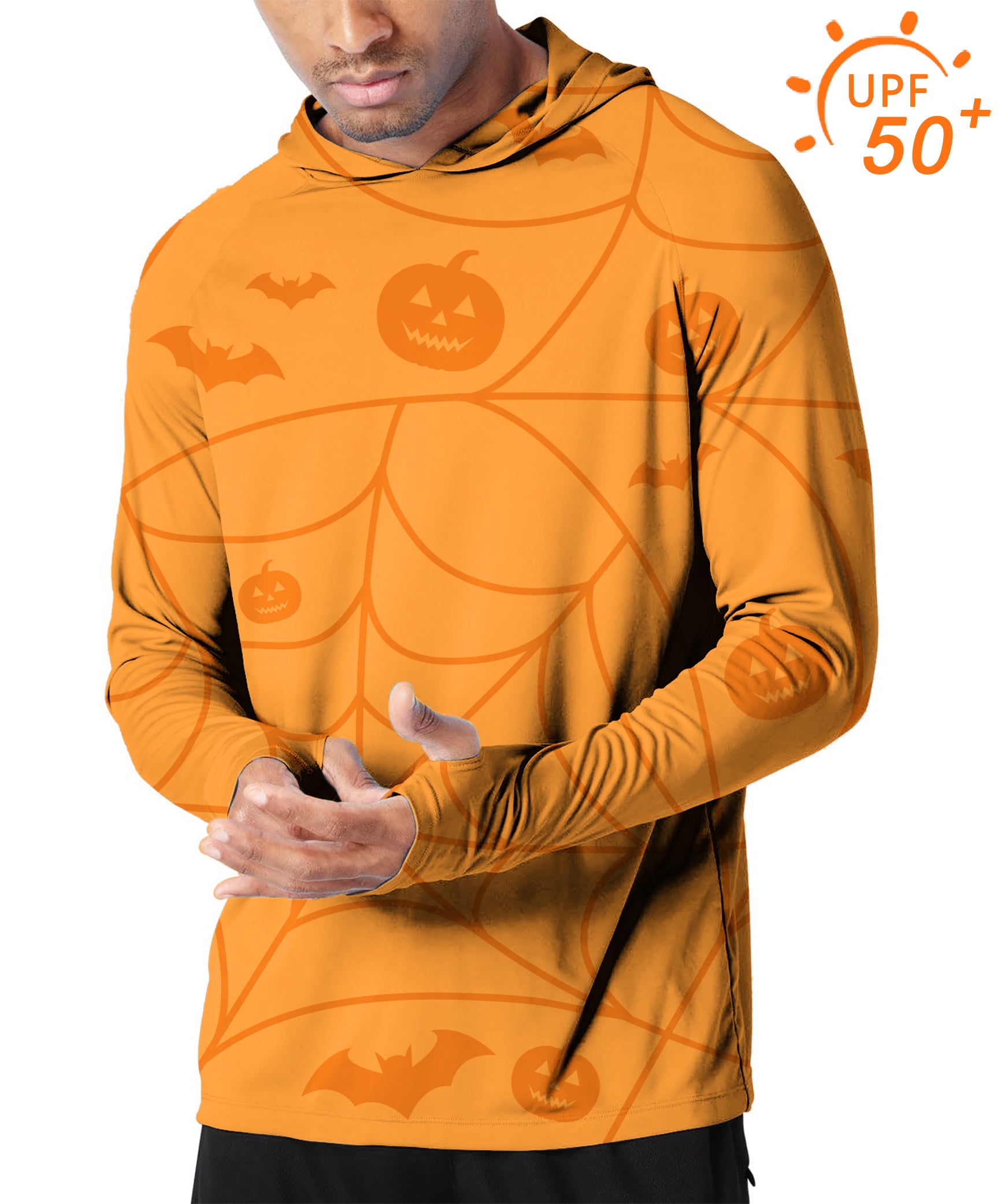 Men's Outdoor Halloween Spiderweb Pumpkin Golf Sun Protection Loose Fit  hoodies