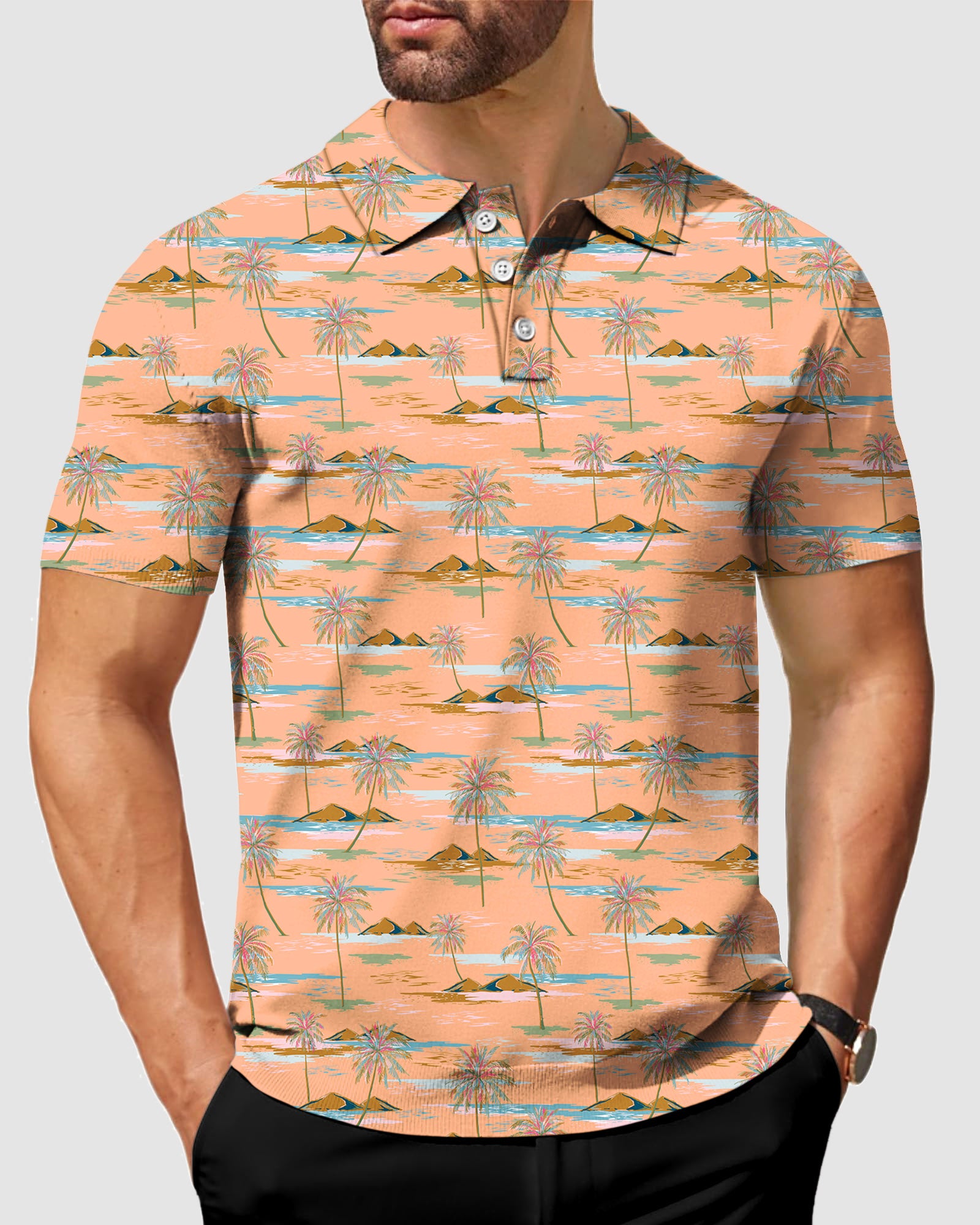 Men's Sweet Coconut trees golf polo