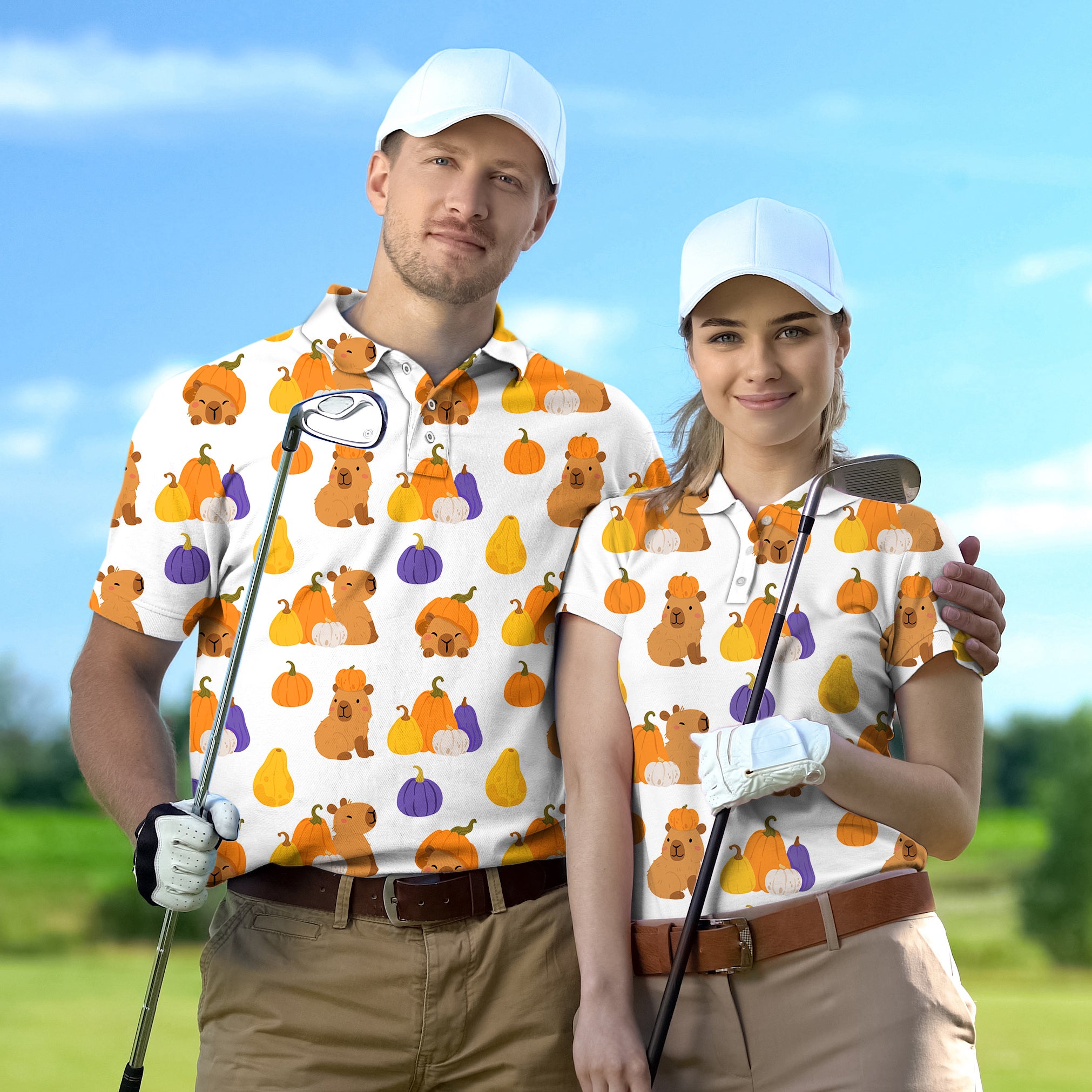 Couple Halloween Capybara set Golf Championship Trophy tournament