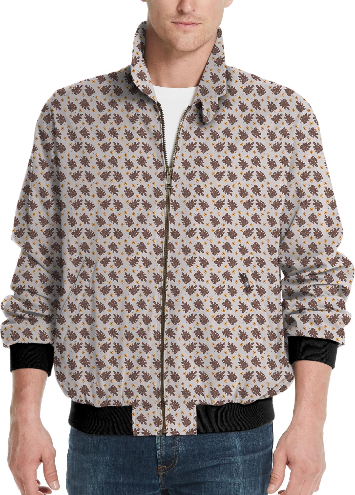 brown palm leaf-Men's Golf Windbreaker Light Jacket limited edition