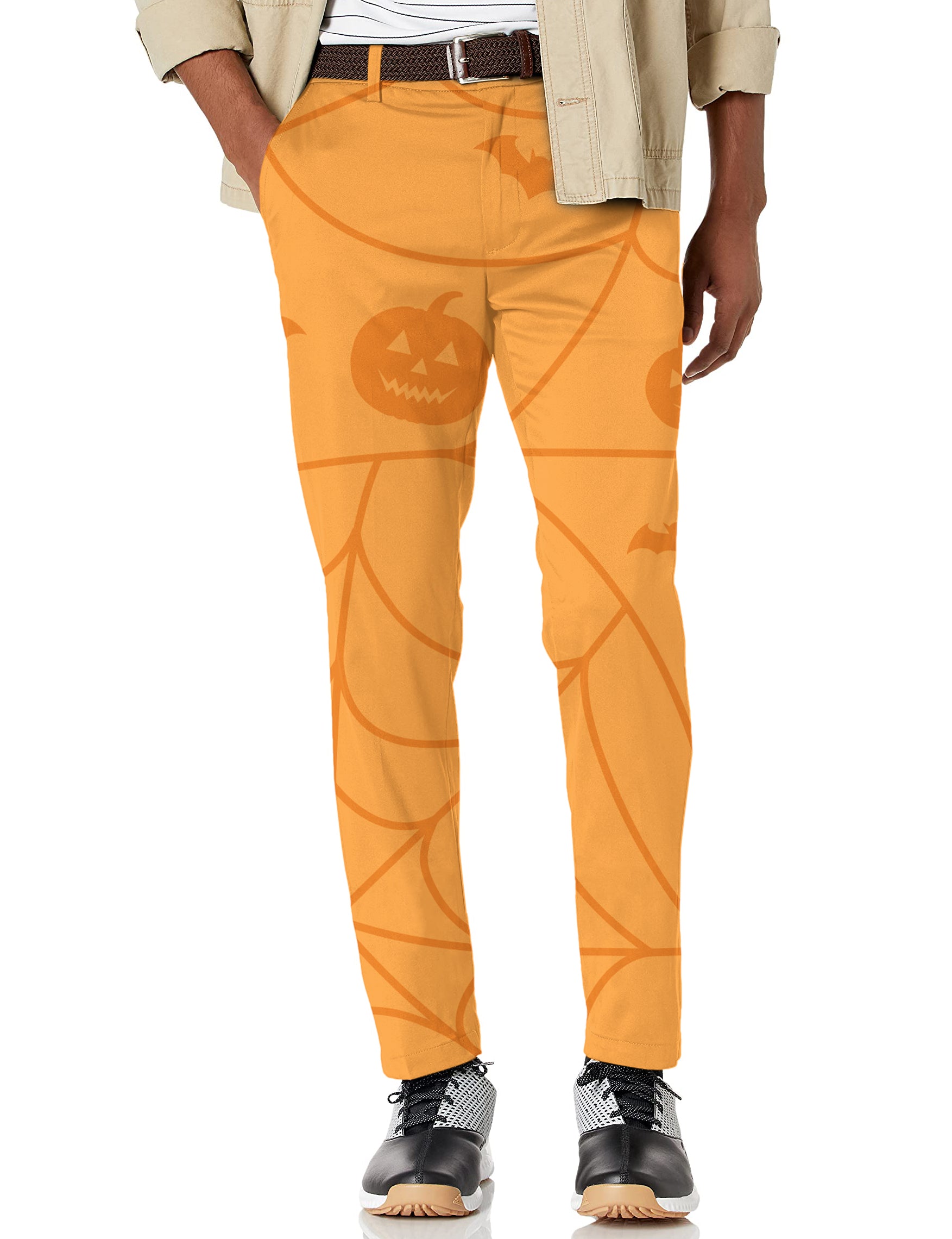 Men's Halloween Spiderweb Pumpkin Stretch Golf Pants