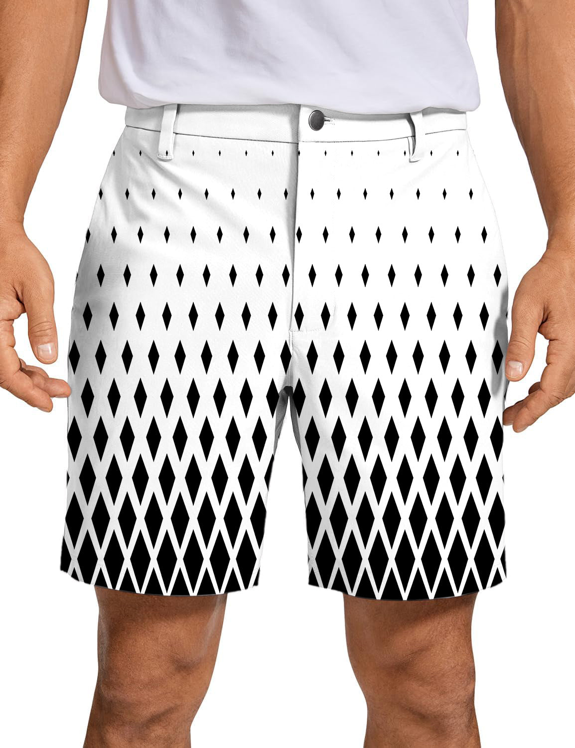 Men's White Black Gradient Golf Shorts