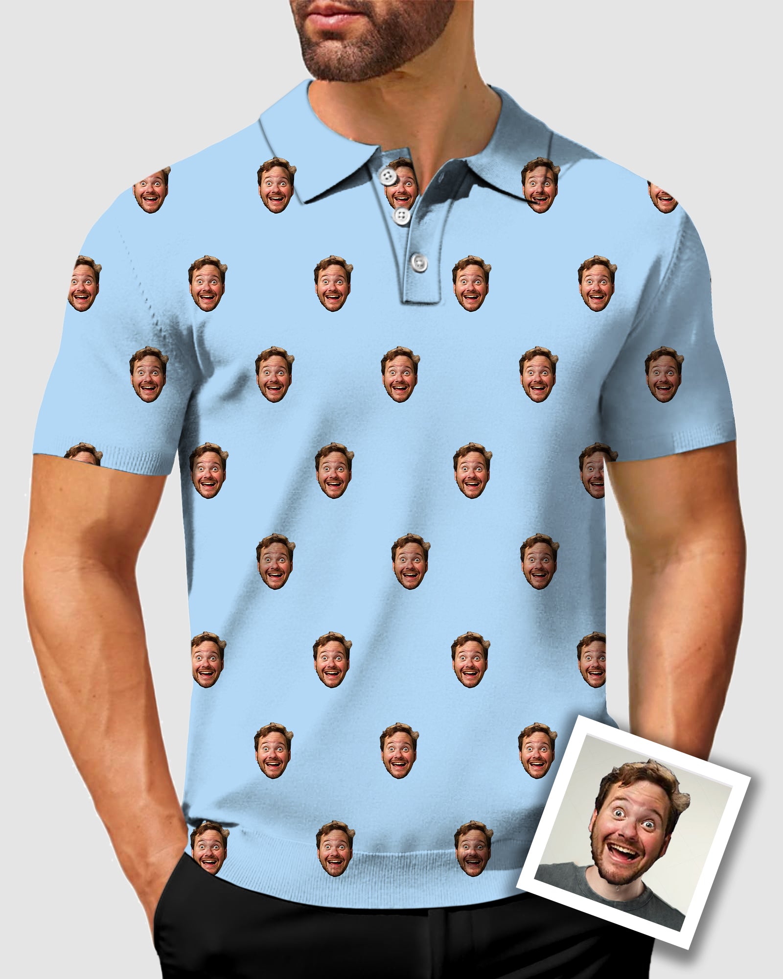 Men's Custom Photo Funny Face Polo