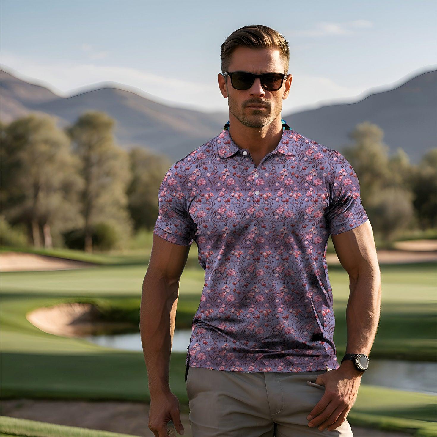 Cherry blossoms bloom Men's golf polo