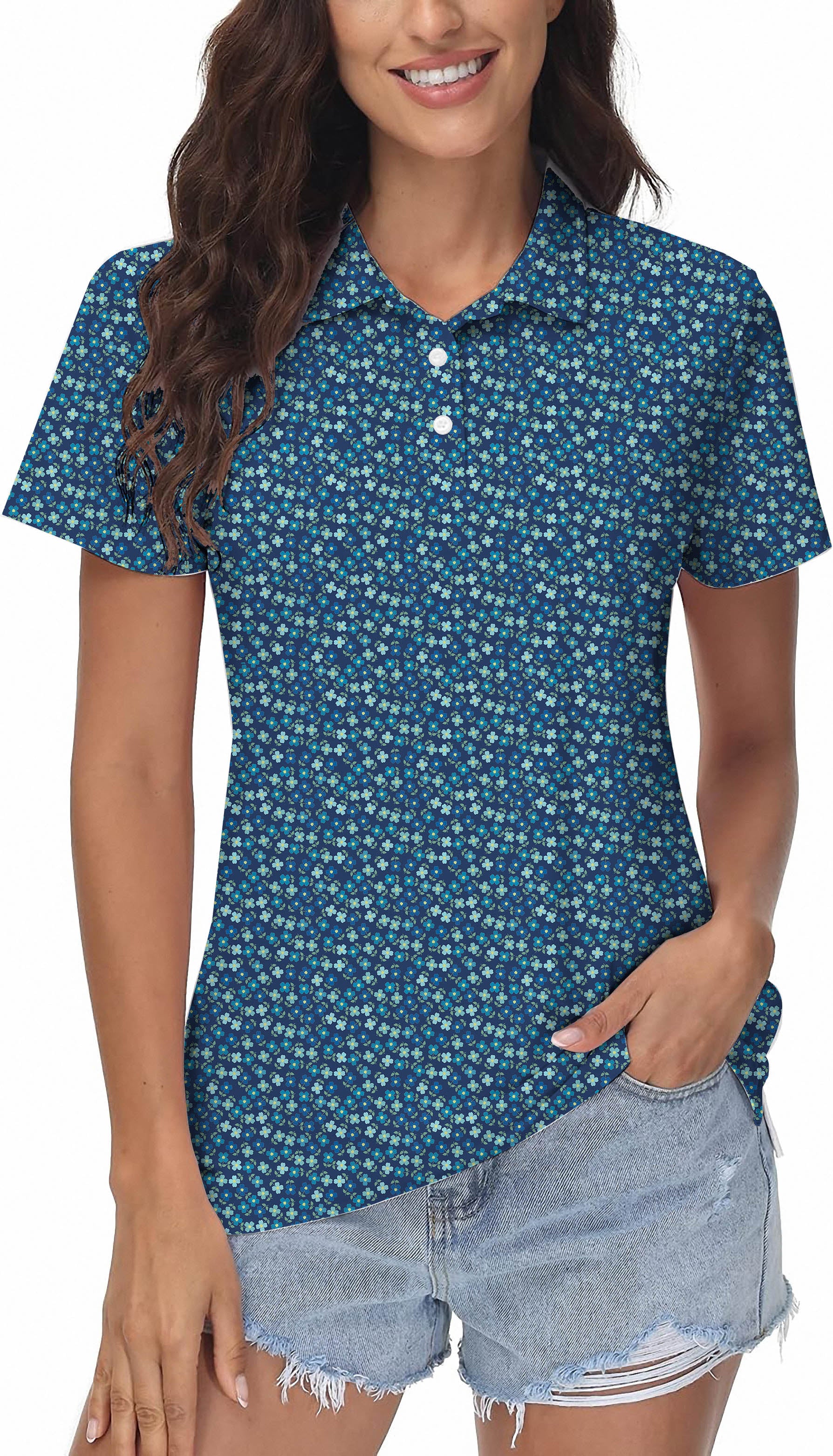 Navy blue Clover Women's Golf Polo