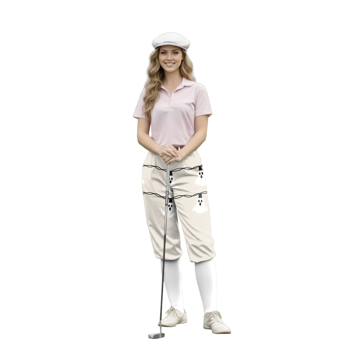 Personalize And Add To Cart Men's Halloween Ghost Light Polo Womens Golf Knickers Pants